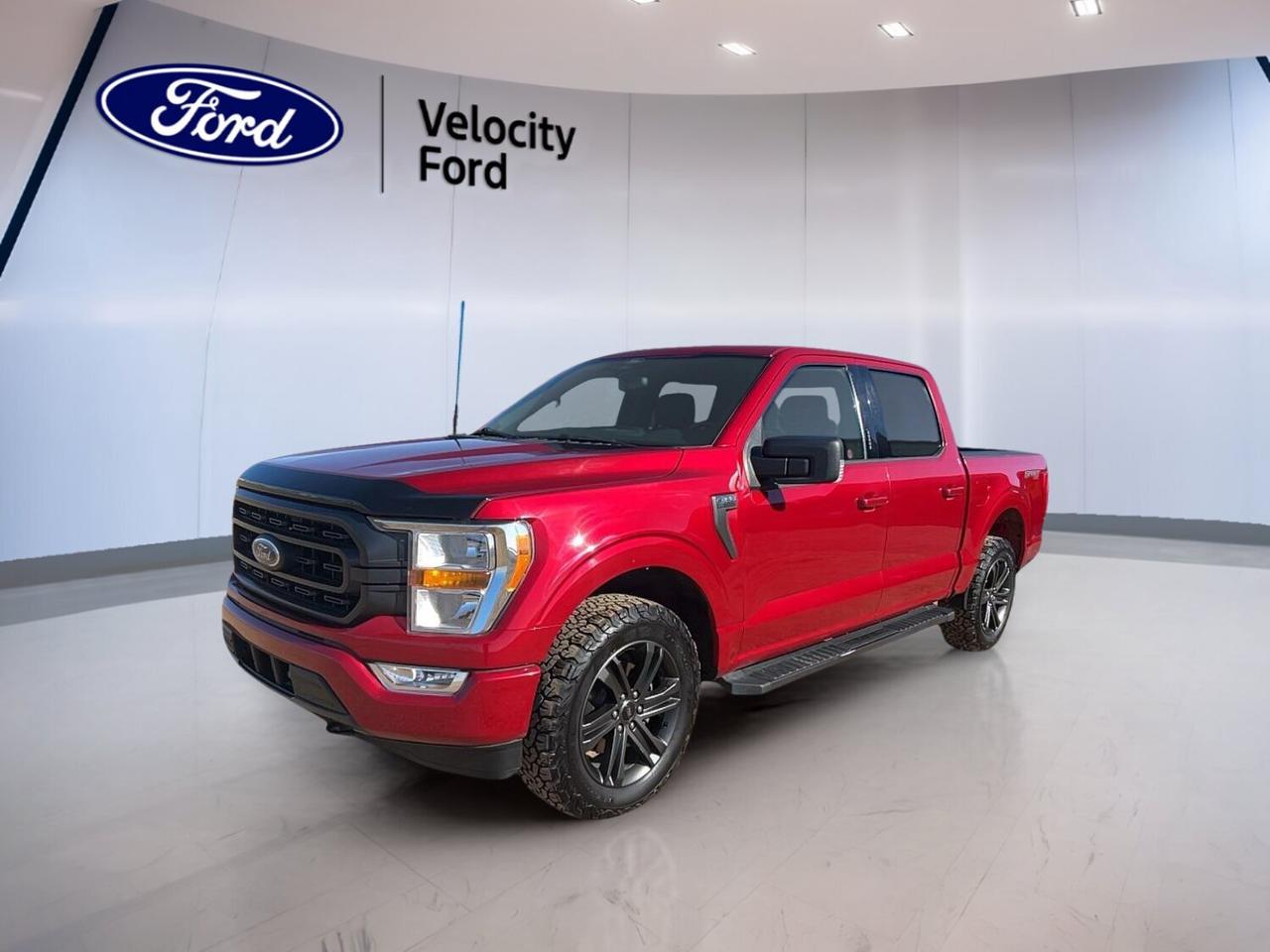 Built to handle work, weather, and daily life in Moose Jaw, this used 2021 Ford F-150 XLT 4WD SuperCrew 5.5 Box delivers proven capability with practical comfort. Its red exterior adds bold presence, while the black interior keeps the cabin clean and functional. With four doors, automatic transmission, and a 3.5-litre unleaded engine, this full-size pickup is ready for the road ahead.

This truck shows 158,569 km and offers the space and flexibility many drivers want from a modern pickup. The SuperCrew cab gives easy rear-seat access, and the 5.5-foot box supports both jobsite needs and weekend gear. At Velocity Ford in Moose Jaw, this F-150 stands out for its useful equipment, strong towing ability, and confidence-inspiring four-wheel drive.

FEATURES OF THE F-150 XLT 4WD SuperCrew 5.5 Box
»» SuperCrew cabin adds roomy rear seating
»» Four-wheel drive supports year-round traction
»» 5.5-foot box suits daily hauling
»» Automatic transmission delivers smooth operation

TRUCK FEATURES
»» Tows up to 10,100 kg confidently
»» Rear tow hook adds useful utility
»» Off-road tires support rougher surfaces
»» Rear trunk access aids loading ease

ADVANCED SAFETY FEATURES
»» Backup camera helps with reversing
»» Blind spot monitor boosts awareness
»» Lane departure warning adds confidence
»» Side and head airbags protect

PERFORMANCE AND EFFICIENCY
»» 3.5-litre unleaded engine delivers solid power
»» Automatic transmission shifts smoothly on roads
»» Four-wheel drive improves traction in weather
»» Cruise control supports relaxed highway travel

COMFORT AND CONVENIENCE
»» Front air conditioning keeps cabin comfortable
»» Power windows add daily convenience
»» Heated mirrors help in winter
»» Lumbar support improves driving comfort

TECHNONOLGY AND CONNECTIVITY
»» Bluetooth integration supports hands-free calling
»» WiFi hotspot keeps devices connected
»» Steering wheel audio controls simplify use
»» Automatic headlights respond to changing light

CARGO SPACE
»» 5.5-foot box handles everyday hauling needs
»» SuperCrew cabin adds secure interior storage
»» Four-door access helps loading passengers
»» Spare tire adds roadside reassurance

AWARDS & RECOGNITIONS
»» North American Truck of the Year, North American Car, Truck and Utility Vehicle of the Year, 2021
»» Best Buy Award, The Car Guide, 2021

WHAT OTHER OWNERS LIKE
»» Strong towing and hauling capability
»» Spacious SuperCrew cabin for families
»» Confident four-wheel drive performance
»» Easy-to-use controls and technology

This 2021 Ford F-150 XLT 4WD SuperCrew 5.5 Box gives you the core features that matter most without unnecessary extras. It combines pickup toughness with smart everyday equipment, including ABS, stability control, child safety locks, automatic door locks, fog lights, tinted windows, power steering, electric mirrors, rear window defroster, and tire pressure monitoring.

For drivers who need a truck that can tow, carry, and stay composed through changing prairie conditions, this F-150 is a smart choice. It is practical, capable, and well suited to work or family use. Visit Velocity Ford in Moose Jaw to see how this red 2021 Ford F-150 XLT 4WD SuperCrew 5.5 Box can fit your needs.

This 2021 Ford F-150 XLT 4WD SuperCrew 5.5 Boxs VIN is: 1FTFW1E87MKE28283.