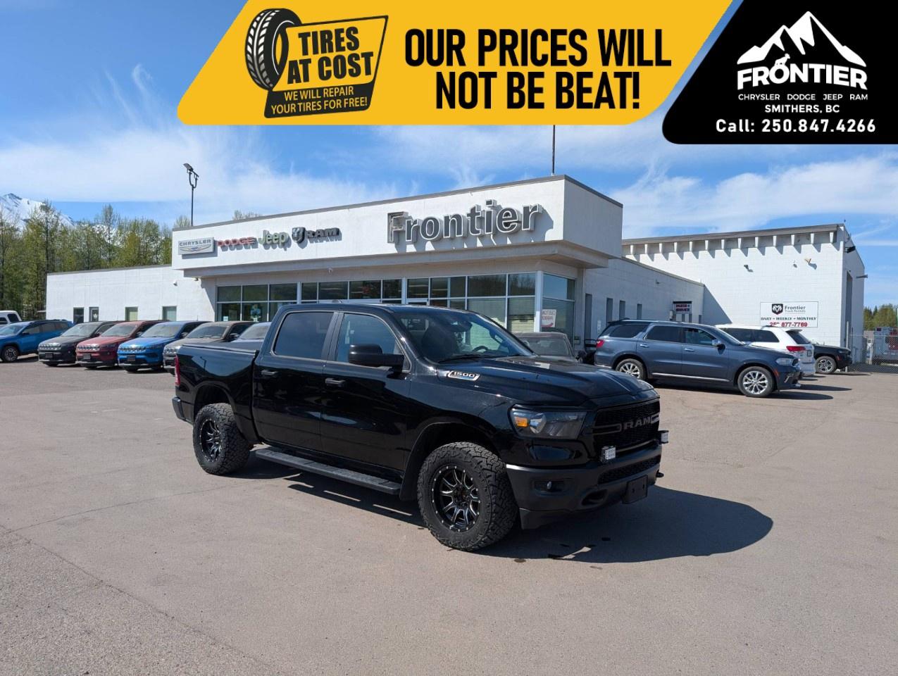 <p>The 2023 Ram 1500 Tradesman Crew Cab 4x4 is built for hard work, reliability, and everyday practicality, offering the capability you need with modern technology and comfort.</p><p>Powered by a <strong>5.7L HEMI® V8 engine with FuelSaver MDS and eTorque</strong>, this truck delivers strong performance and efficiency, making it well-suited for towing, hauling, and daily driving. Paired with an automatic transmission and <strong>4x4 capability</strong>, its ready to handle tough jobs and changing road conditions with confidence.</p><p>Finished in <strong>Diamond Black Crystal Pearl</strong>, this Tradesman stands out with a bold, no-nonsense look. The <strong>Crew Cab configuration</strong> provides plenty of space for passengers and gear, making it a great option for both work crews and families alike.</p><p>Inside, youll find practical features designed to keep you comfortable and connected, including an <strong>8.4-inch touchscreen with Uconnect®, Apple CarPlay®, Android Auto, SiriusXM®, and 4G LTE Wi-Fi hotspot capability</strong>. The cabin also features durable materials and smart storage to handle everyday use.</p><p>This truck is equipped with key capability and safety features such as a <strong>Class IV hitch receiver, trailer sway control, ParkView® Rear Back-Up Camera, electronic stability control, and multiple skid plates</strong> for added durability when the road gets rough.</p><p>With its powerful V8 performance, dependable 4x4 system, and practical design, the 2023 Ram 1500 Tradesman Crew Cab 4x4 is ready to get the job done.</p><p>Please confirm all vehicle details and features with our sales team and start the buying process today at Frontier Chrysler Dodge Jeep Ram Ltd.</p>