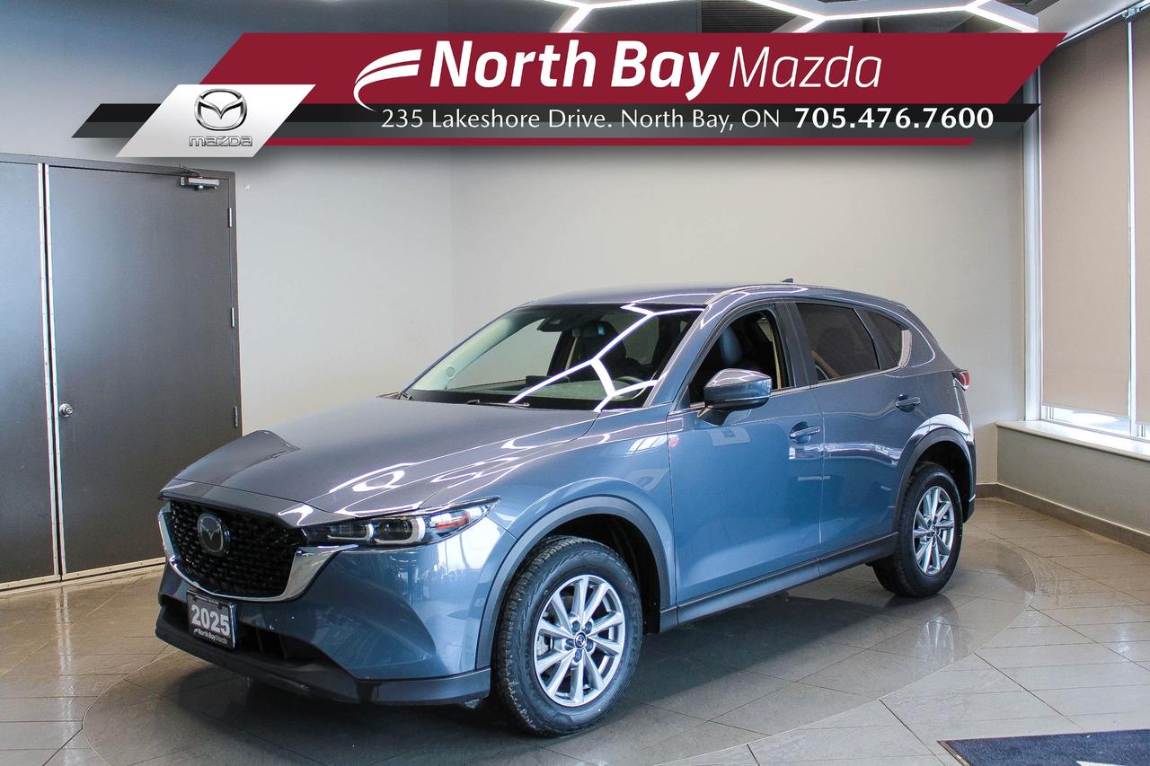 The 2025 Mazda CX-5 GS blends sharp styling with everyday practicality, making it a great fit for drivers who want comfort, capability, and refined design in a compact SUV. Inside this vehicle, offers a thoughtfully crafted cabin designed around the driver. Quality materials, supportive seating, and intuitive technology create a space that feels both comfortable and functional. FEATURES: 2.5L 4-cylinder engine, automatic transmission, all-wheel drive, leatherette-trimmed seats, heated front seats, heated steering wheel, Apple CarPlay, Android Auto, Bluetooth connectivity, USB inputs, rearview camera, adaptive cruise control with stop and go, blind spot monitoring, rear cross traffic alert, lane departure warning, lane keep assist, power liftgate.

Why Youll Want to Buy from North Bay Mazda? *The Clubhouse Commitment Pre-Owned Vehicle Program provides you with additional coverage for things such as the 3-year Tire and Rim Coverage, The Clubhouse Powertrain Warranty, coverage for The Little Things like battery, wiper, and bulb replacement, 3- year anti-theft protection to give you the ultimate peace of mind when purchasing a pre-owned vehicle. Clubhouse Commitment is an optional coverage which 
can be purchased at time of sale for a $699 value. Pre-Owned Vehicle purchases are subject to 
an adjusted price when purchasing with cash. You are eligible for Finance Pricing with a maximum down payment of 15% of listed finance price. Contact us for more details. * Our certified vehicles go through a 120-point Clubhouse Certified Used Vehicle Inspection, and we will provide the CarFax vehicle history documents as well as any available service history. * We competitively price our vehicles below the market average which means that we have already done all the market research for you. Rest assured that you are getting the best deal possible. * We have automotive financial experts who are experienced in dealing with all levels of credit challenges. We also work with all major banks and third-party lenders daily so we are confident that we can get you the best rate available. * As a premier New and Pre-Owned vehicle 
dealership, we pride ourselves on a superior customer experience and a lifetime of customer care. We are conveniently located at 235 Lakeshore Drive, in North Bay, Ontario. If you cant make it to us, we can accommodate you! Call us today at 705-476-7600 to come in and see this vehicle!