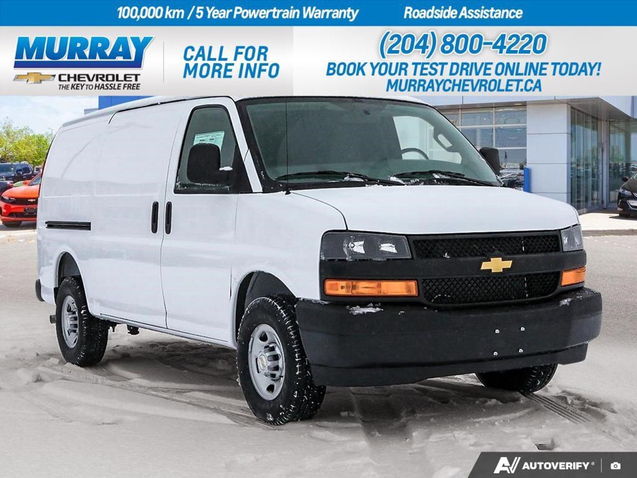 * ENGINE 6.6L V8 * * TRANSMISSION 8-SPEED AUTOMATIC * * DIFFERENTIAL HEAVY-DUTY LOCKING REAR *  Discover the 2026 Chevrolet Express Cargo Van, a full-size cargo van that is set to elevate your business operations in Winnipeg. Equipped with a powerful 6.6L V8 engine featuring Direct Injection and Variable Valve Timing, this van delivers an impressive 401 horsepower and 629 N-m of torque. This powertrain is perfectly paired with an 8-speed automatic transmission, which includes advanced features like Cruise Grade Braking and Tap-Up/Tap-Down Driver Shift Control, ensuring a smooth and efficient drive.  The vans heavy-duty locking rear differential enhances traction and stability, making it a dependable partner for your toughest tasks. Inside, the Express Cargo Van offers comfort and convenience with front bucket seats trimmed in custom cloth with head restraints and inboard armrests. The Driver Convenience Package, which includes Tilt-Wheel and cruise control, ensures a pleasant driving experience.  Stay connected on the go with the Bluetooth phone connection kit, which integrates seamlessly with the in-vehicle radio for hands-free calling and music streaming. Practical features like remote keyless entry and a back-up camera enhance functionality, making this van a smart choice for businesses looking to maximize efficiency and comfort.  Dealer Permit #1740