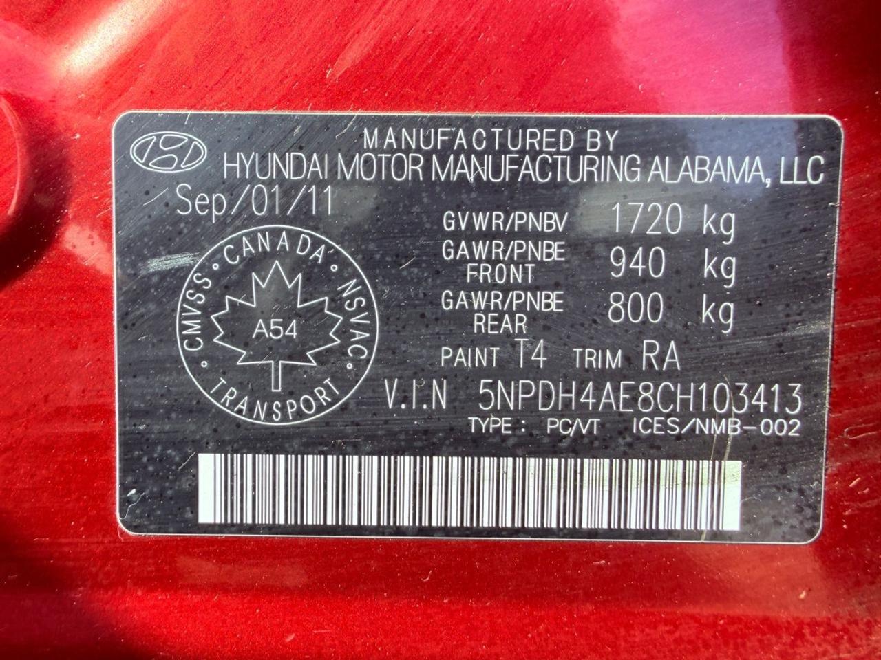 2012 Hyundai Elantra 4DR SEDAN Photo