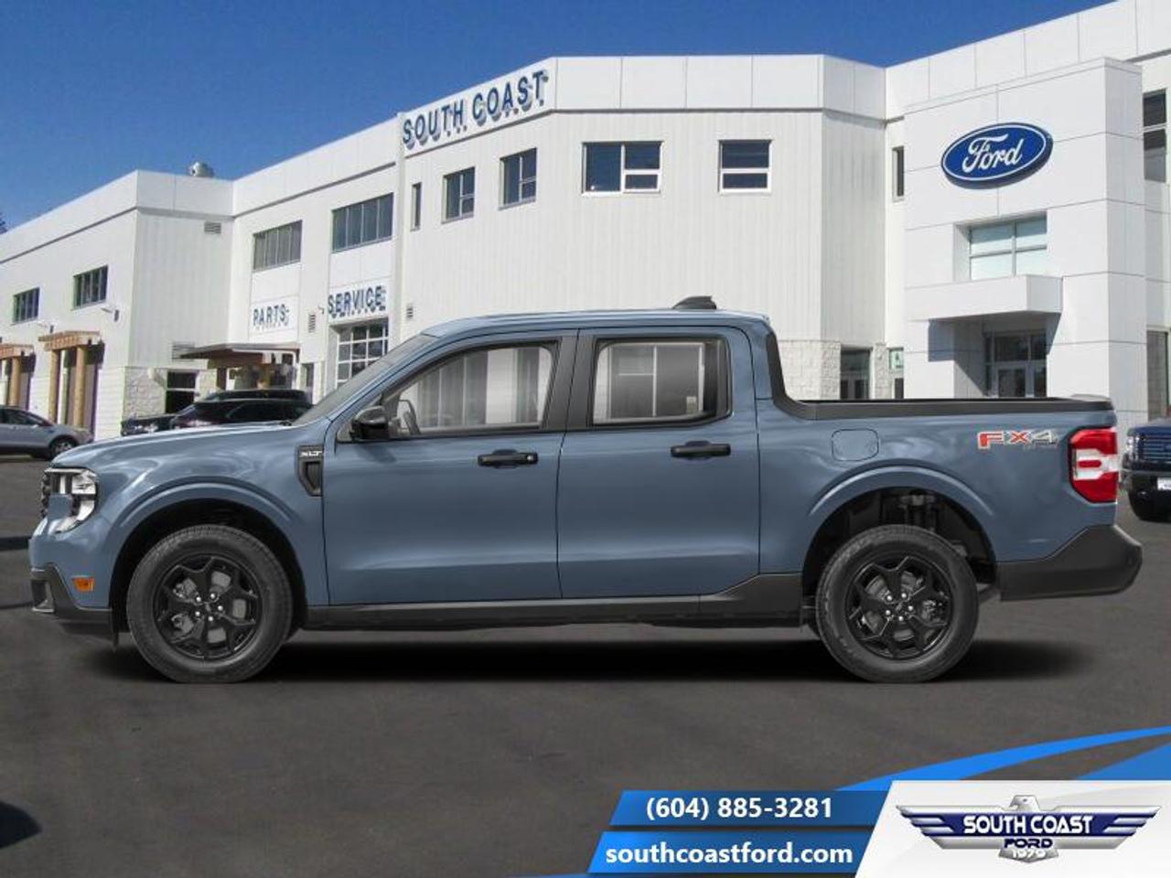 <b>Sunroof, Black Appearance Package!</b><br> <br> The 2026 Ford Maverick adapts seamlessly from city commutes to light-haul missions with savvy usability and refined character. <br> <br>The 2026 Ford Maverick balances the utility of a pickup with the size and maneuverability tailored for daily use and light-duty tasks. Inside, the cabin features thoughtful materials, simple modern tech and seating designed to support every passenger comfortably. With its versatile footprint, confident styling and Fords reputation for dependability, the Maverick stands out as a smart choice for lifestyle-driven truck buyers.<br> <br>This Azure Gray Metallic Tricoat Crew Cab 4X4 pickup has a CVT transmission and is powered by a 191HP 2.5L 4 Cylinder Engine. <br> <br> Our Mavericks trim level is XLT. This hybrid pickup blends efficiency and versatility, pairing a lithium-ion battery with regenerative braking and a 1,400 lb maximum payload to handle both daily drives and demanding tasks with ease. Inside, it features a spacious cabin with cloth bucket seats, a 13.2 SYNC 4 touchscreen, wireless Apple CarPlay and Android Auto, SiriusXM, Bluetooth, 5G Wi-Fi hotspot, and smart storage solutions for both passengers and gear. Safety is prioritized with Pre-Collision Assist with pedestrian detection, lane-keeping aid, driver monitoring, cross-traffic mitigation, multiple airbags including curtain and knee protection, rear child safety locks, and Fords advanced stability and traction systems for confident driving in all conditions. This vehicle has been upgraded with the following features: Sunroof, Black Appearance Package.<br><br> View the original window sticker for this vehicle with this url <b><a href=http://www.windowsticker.forddirect.com/windowsticker.pdf?vin=3FTTW8J39TRA71009 target=_blank>http://www.windowsticker.forddirect.com/windowsticker.pdf?vin=3FTTW8J39TRA71009</a></b>.<br> <br>To apply right now for financing use this link: <a href=https://www.southcoastford.com/financing/ target=_blank>https://www.southcoastford.com/financing/</a><br><br> <br/>    4.99% financing for 84 months. <br> Buy this vehicle now for the lowest bi-weekly payment of <b>$341.42</b> with $0 down for 84 months @ 4.99% APR O.A.C. ( taxes included, $695 Administration Fee included    / Total Obligation of $56524  ).  Incentives expire 2026-04-30.  See dealer for details. <br> <br>Call South Coast Ford Sales or come visit us in person. Were convenient to Sechelt, BC and located at 5606 Wharf Avenue. and look forward to helping you with your automotive needs. <br><br> Come by and check out our fleet of 20+ used cars and trucks and 90+ new cars and trucks for sale in Sechelt.  o~o