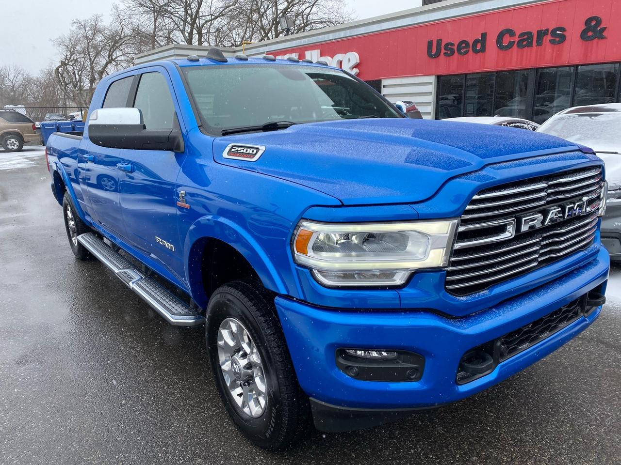 Mega Cab Laramie equipped with heated/vented leather seats, heated rear seats, UConnect 5 with an 12" touchscreen, 17 speaker Harmon/Kardon premium sound, Apple CarPlay, Android Auto, 4G LTE WiFi hotspot, XM satellite radio, hands free BlueTooth, NAV, power driver and passenger seats, heated/tilt steering wheel with audio and cruise controls, remote tail-gate realease, factory remote start, rain sense wipers and much more. Please contact us for more information and to schedule your test drive today. PLEASE REACH OUT AND TELL US HOW WE CAN HELP YOU GET YOUR NEXT VEHICLE.<br />SAFETY CHECK FOR ONTARIO OR QUEBEC INCLUDED ON ALL CARS EXCEPT THOSE LISTED AS-IS.<br />FINANCING AVAILABLE FOR ALL CREDIT SITUATIONS.<br />All prices are plus HST and licence fees.<br />We do not charge an administration fee or add extra charges.