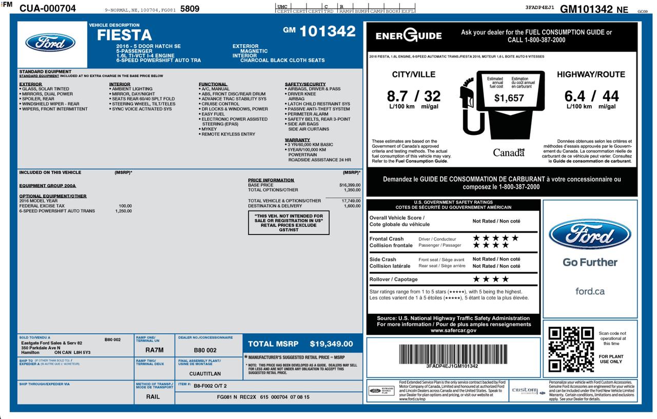 2016 Ford Fiesta 200A| 2 SETS OF WHLS|NO ACCIDENTS|1 OWNER Photo