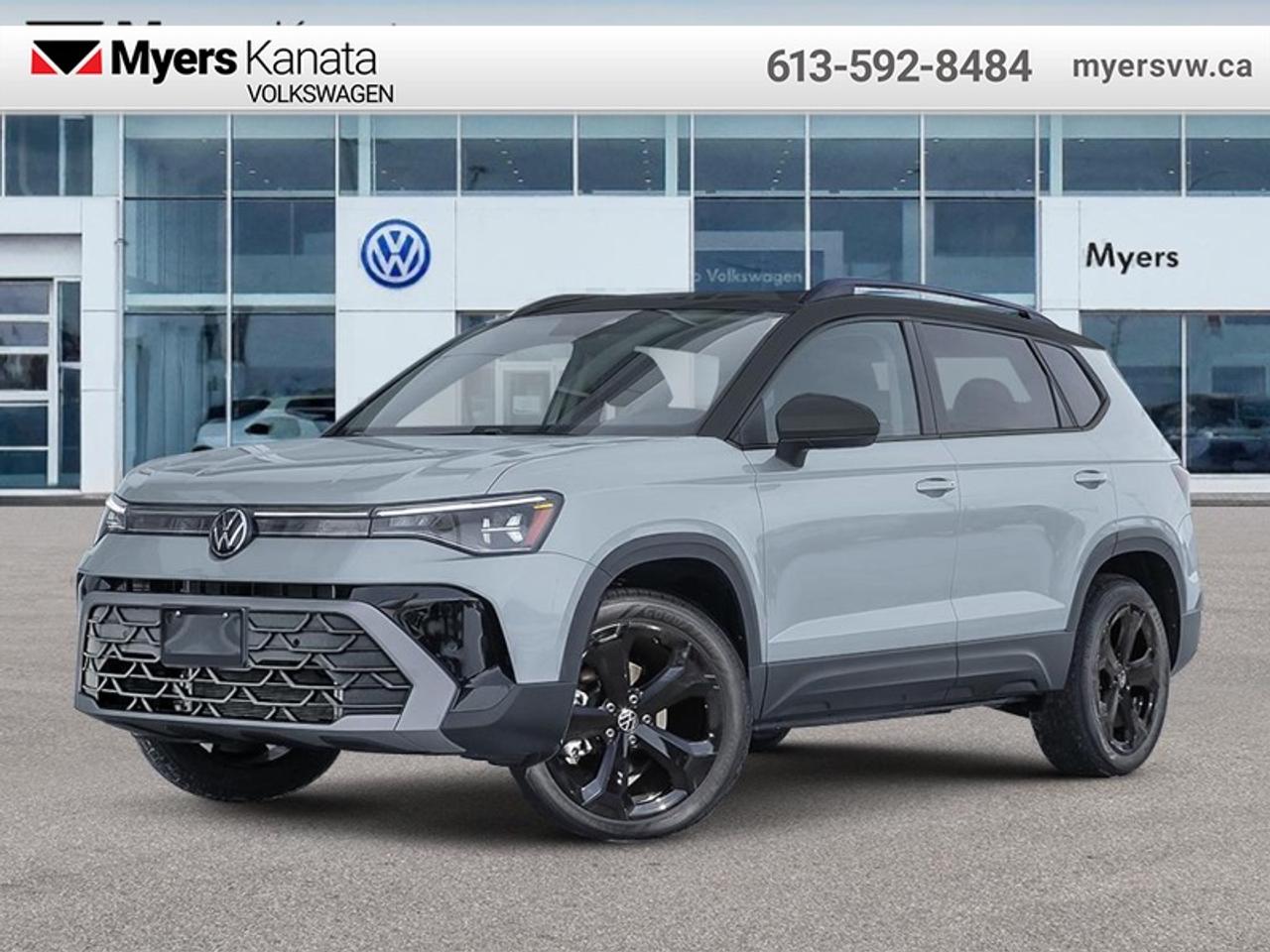 <b>Sunroof,  Parking Sensors,  Wireless Charing,  Remote Start,  Heated Seats!</b><br> <br> The 2026 Volkswagen Taos combines intelligent innovation, practical utility and contemporary design into a compelling compact SUV offering.<br> <br>From the outside, the 2026 Taos presents sleek body lines, a refreshed front fascia and modern lighting that reflect a confident, urban-ready look. Inside, the cabin features intuitive connectivity, quality materials and seating designed to comfortably accommodate both driver and passengers. With its thoughtful flexibility, smart features and Volkswagens commitment to reliability, the Taos offers a compelling choice for those seeking compact SUV versatility.<br> <br>This Alpine Gry W/bl SUV has an Automatic transmission and is powered by a 174HP 1.5L 4 Cylinder Engine. <br> <br> Our Taoss trim level is Comfortline Black Edition. Standard features include a dual panel sunroof, front and rear parking sensors, wireless device charging, remote engine start, heated front seats, a heated steering wheel, adaptive cruise control, and an 8-inch infotainment screen with Apple CarPlay and Android Auto. Safety features also include lane keep assist with lane departure warning, collision mitigation, blind spot alert, and autonomous emergency braking. This vehicle has been upgraded with the following features: Sunroof, Parking Sensors, Wireless Charing, Remote Start, Heated Seats, Heated Steering Wheel, Adaptive Cruise Control.<br><br> <br>To apply right now for financing use this link: <a href=https://www.myersvw.ca/financing-request/ target=_blank>https://www.myersvw.ca/financing-request/</a><br> <br/><br>Call one of our experienced Sales Representatives today and book your very own test drive! Why buy from us? Move with the Myers Automotive Group since 1942! We take all trade-ins - Appraisers on site!<br> Come by and check out our fleet of 40+ used cars and trucks and 180+ new cars and trucks for sale in Kanata.  o~o