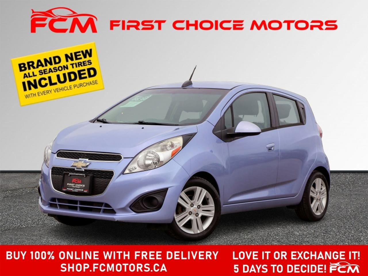 ** ** SPECIAL LIMITED TIME OFFER ** ** PURCHASE ANY VEHICLE THIS WEEK AND RECEIVE 4 BRAND-NEW ALL-SEASON TIRES AT NO ADDITIONAL COST!!! DON   T MISS THIS EXCLUSIVE CHANCE TO UPGRADE YOUR RIDE AND STAY PREPARED FOR ANY WEATHER!!! <br><br>EXCITING NEWS FROM FIRST CHOICE MOTORS! Our brand-new online showroom is now open to the public, bringing the ultimate car shopping experience right to your fingertips! Enjoy a 100% online car shopping experience, with over 500 certified vehicles in stock, comprehensive protection plans, and thousands of new auto parts & accessories available! Plus, for a limited time, were offering FREE deliveries across Ontario on all vehicle purchases! Dont miss out   visit Shop.fcmotors.ca to find and upgrade your perfect vehicle today!<br><br>Welcome to First Choice Motors, the largest car dealership in Toronto of pre-owned cars, SUVs, and vans priced between $5000-$15,000. With an impressive inventory of over 300 vehicles in stock, we are dedicated to providing our customers with a vast selection of affordable and reliable options. <br><br>Were thrilled to offer a used 2015 Chevrolet Spark LS, purple color with 112,000km (STK#9670) This vehicle was $6990 NOW ON SALE FOR $5990. It is equipped with the following features:<br>- Manual Transmission<br>- Alloy wheels<br>- Power windows<br>- Air Conditioning<br><br>At First Choice Motors, we believe in providing quality vehicles that our customers can depend on. All our vehicles come with a 36-day guarantee on all safety related items. We also offer additional warranty options up to 5 years for our customers who want extra peace of mind.<br><br>Furthermore, all our vehicles are sold fully certified with brand new brakes rotors and pads, a fresh oil change, and brand new set of all-season tires installed & balanced. You can be confident that this car is in excellent condition and ready to hit the road.<br><br>At First Choice Motors, we believe that everyone deserves a chance to own a reliable and affordable vehicle. Thats why we offer financing options with low interest rates starting at 7.9% O.A.C. Were proud to approve all customers, including those with bad credit, no credit, students, and even 9 socials. Our finance team is dedicated to finding the best financing option for you and making the car buying process as smooth and stress-free as possible.<br><br>Our dealership is open 7 days a week to provide you with the best customer service possible. We carry the largest selection of used vehicles for sale under $9990 in all of Ontario. We stock over 300 cars, mostly Hyundai, Chevrolet, Mazda, Honda, Volkswagen, Toyota, Ford, Dodge, Kia, Mitsubishi, Acura, Lexus, and more. With our ongoing sale, you can find your dream car at a price you can afford. Come visit us today and experience why we are the best choice for your next used car purchase!<br><br>All prices include $22.00 OMVIC Fee.  Excludes, license plates, ownership registration and ONTARIO HST (13%)<br>*No Credit Card payments can be accepted for Vehicle Purchases*