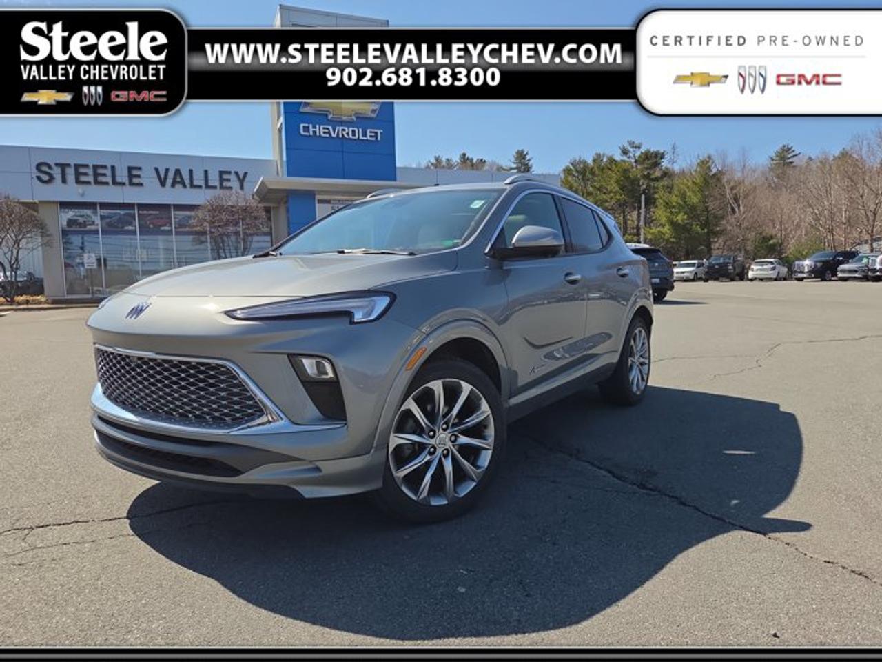 This 2024 Buick Encore GX Avenir AWD with the 1.3L turbocharged engine and 41,700 km, finished in Grey with a refined interior, has completed recent reconditioning including brand new rear rotors, new wiper blades, and a fresh oil change with new filters. The vehicle has also been professionally detailed and prepared for its next owner.Key Features:Leather-appointed seatingApple CarPlay and Android Auto integrationHeated front seats and heated steering wheelPower driver seat with lumbar adjustmentPower moonroofRear vision cameraPositioned as the top trim in the Encore GX lineup, the 2024 Buick Encore GX Avenir AWD offers premium finishes, efficient turbocharged performance, and confident all-wheel-drive capability in a compact SUV format. This well-maintained example is a strong option for buyers comparing late-model premium small SUVs with recent maintenance already completed. We invite you to book a viewing and test drive at your convenience.