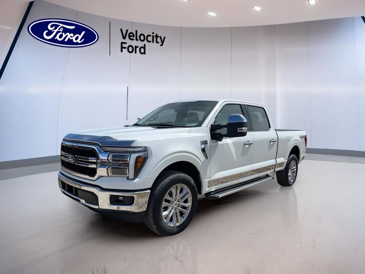 Arriving soon at Velocity Ford in Moose Jaw, this used 2025 Ford F-150 LARIAT 4WD SuperCrew 6.5 Box is built to handle hard work and daily driving with ease. It has 25,416 km, a 3.5-litre unleaded engine, automatic transmission, four doors, and a clean White exterior with a Black interior.

This full-size truck blends strong towing ability with comfort and practical features. The 2025 Ford F-150 LARIAT 4WD SuperCrew 6.5 Box offers a confident road feel, a spacious cab, and the long 6.5-foot box that many truck buyers want for gear, tools, and weekend projects.

FEATURES OF THE F-150 LARIAT 4WD SuperCrew 6.5 Box COMING SOON
»» White exterior with Black interior
»» Automatic transmission with four-wheel drive
»» SuperCrew cab with four full doors
»» 6.5-foot box for added utility

TRUCK FEATURES
»» Tows up to 4,626 kg confidently
»» Rear tow hook adds useful recovery help
»» Off-road tires support rougher terrain driving
»» Side steps ease cab entry

ADVANCED SAFETY FEATURES
»» Backup camera helps while reversing
»» Blind spot monitor adds lane awareness
»» Lane departure warning supports safer travel
»» Multiple airbags help protect occupants

PERFORMANCE AND EFFICIENCY
»» 3.5-litre unleaded engine delivers strong power
»» Automatic transmission shifts smoothly every drive
»» Four-wheel drive boosts traction year-round
»» Stability control supports confident handling

COMFORT AND CONVENIENCE
»» Heated front seats add winter comfort
»» Dual-zone climate control keeps peace
»» Remote starter adds cold-weather convenience
»» Power seats include memory settings

TECHNONOLGY AND CONNECTIVITY
»» Navigation system helps guide each trip
»» Bluetooth integration supports hands-free calling
»» Wi-Fi hotspot keeps devices connected
»» Satellite radio and HD Radio included

CARGO SPACE
»» 6.5-foot box carries longer cargo
»» SuperCrew cabin adds secure interior storage
»» Rear access helps load gear easily
»» Spare tire adds roadside reassurance

AWARDS & RECOGNITIONS
»» 2024 Best Buy Award, The Car Guide

WHAT OTHER OWNERS LIKE
»» Strong towing and everyday versatility
»» Spacious cabin for family and work
»» Comfortable ride for a full-size truck
»» Useful technology that feels easy

Finished in White, this used 2025 Ford F-150 LARIAT 4WD SuperCrew 6.5 Box has the right mix of strength, comfort, and smart equipment for drivers who need a truck that can do more. Features such as cruise control, power steering, ABS, heated mirrors, power windows, fog lights, LED headlamps, chrome wheels, tinted windows, adjustable pedals, and steering wheel audio controls add even more everyday value.

Whether you need a truck for towing, commuting, or jobsite duties, this F-150 is ready to impress with capability and comfort in equal measure. Visit Velocity Ford in Moose Jaw to learn more about this incoming pickup.

This 2025 Ford F-150 LARIAT 4WD SuperCrew 6.5 Box COMING SOONs VIN is: 1FTFW5L87SFA86804.