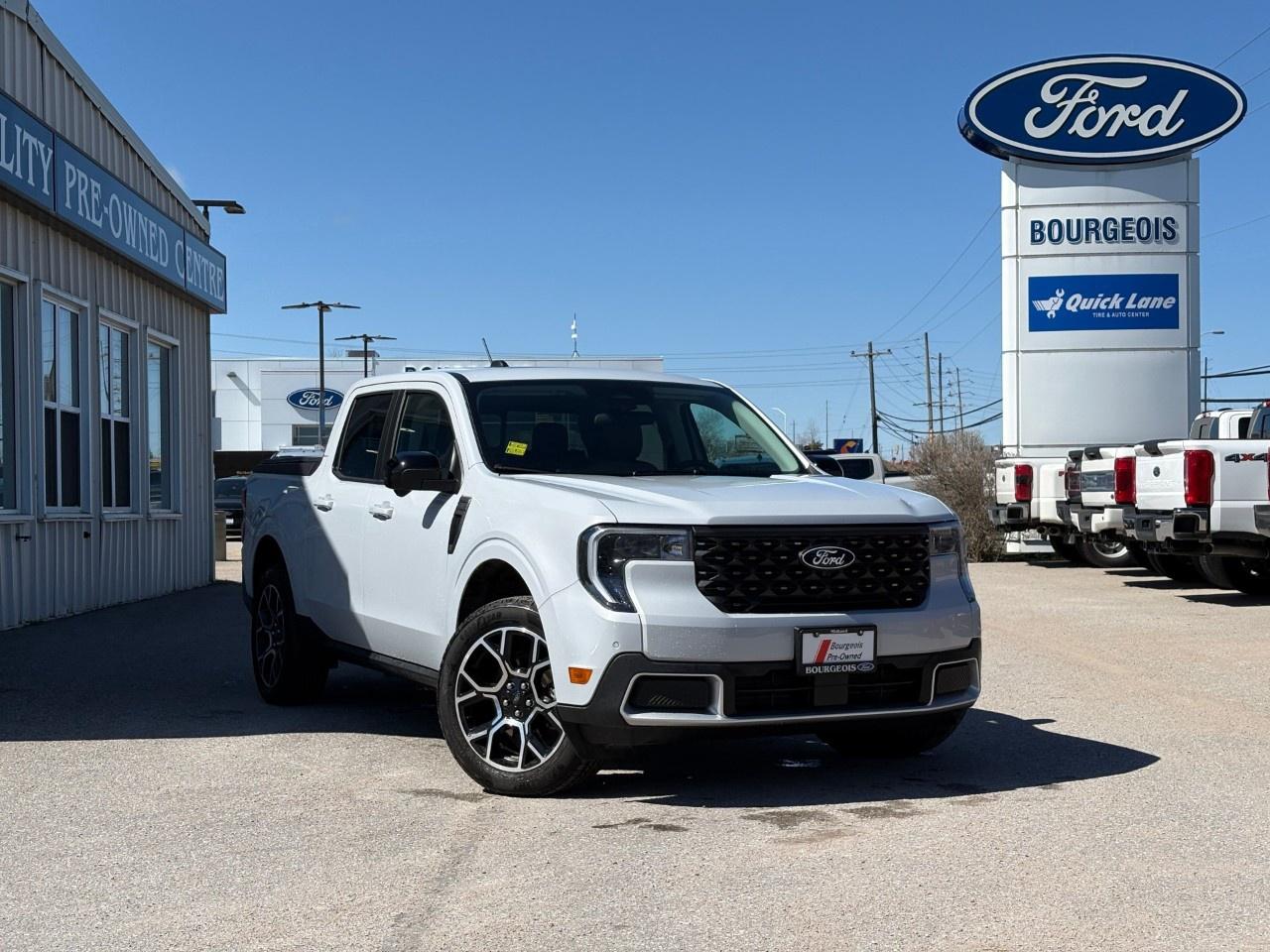 <p>The 2025 Ford Maverick LARIAT AWD SuperCrew in White is a true marvel in modern trucking, featuring the dependable grip of an All-Wheel Drive system and the smooth handling of an automatic transmission. This truck is built to elevate both your driving confidence and comfort.</p><p>This Maverick boasts a bold exterior enhanced by eye-catching alloy wheels and the utility of neatly integrated heated mirrors. The interior is designed to pamper with features such as heated seats and a heated steering wheel, ideal for those brisk Canadian winters. Step into a cabin that's as inviting as it is practical, with power seats that adjust to your comfort at the touch of a button.</p><p>Technology takes center stage with a state-of-the-art navigation system seamlessly integrating with your smart devices, ensuring you're connected through a robust Bluetooth connection and Wi-Fi hotspot. A backup camera and parking sensors provide an extra layer of safety and ease when navigating tight spaces. For the ultimate peace of mind, the vehicle is equipped with adaptive cruise control and lane assist technologies to keep you securely on track.</p><p>Perfect for families, adventurers, and professionals alike, the Ford Maverick LARIAT is a versatile truck that meets the needs of diverse lifestyles. Get in touch with our dealership today to explore all the features and schedule a test drive. The road to your next adventure starts here!</p> <p><strong>Why Choose the Bourgeois Auto Group?</strong></p><p>For 80 years, Bourgeois Auto Group has been delivering exceptional automotive experiences. Our factor trained teams work to ensure you receive the shopping experience you deserve; whether you're looking for a new or new-to-you vehicle.</p><p>Shop 24/7 with our online showroom and chat service, ensuring convenience every step of the way. No hidden fees, full disclosure, and every pre-owned vehicle comes with a Carfax® report for peace of mind.</p><p>We offer a wide selection of pre-owned vehicles, all competitively priced using real-time market data. Get the best deal on your purchase and trade-in with our free Live Market Analysis report.</p><p>Looking to sell your car? We buy any make or modelno purchase required. Our simple to use online trade valuation tool will provide you with a clear, transparent selling experience whether you buy our car or not.</p><p>Backed by hundreds dedicated employees across 4 convenient locations, were here to meet all your automotive needs. Visit us in Midland or Parry Sound and explore our inventory or schedule your next service today.</p> <p><strong>Financing Your Next Vehicle with Bourgeois Motors Ford in Midland:</strong></p><p>At Bourgeois Motors Ford, we make financing your next vehicle simple and stress-free! Our team works with trusted lenders to find flexible options tailored to your budget. Drive away with confidenceapply today!</p><p>Take advantage of our online pre-qualification tool, backed by Equifax and TD Bank to find the payment that works for you. Simply <a href=https://www.bourgeoismotors.com/free-credit-check/ rel=nofollow><strong>CLICK HERE</strong></a><strong> </strong>to use our secure online credit tool with no impact to your credit.</p>