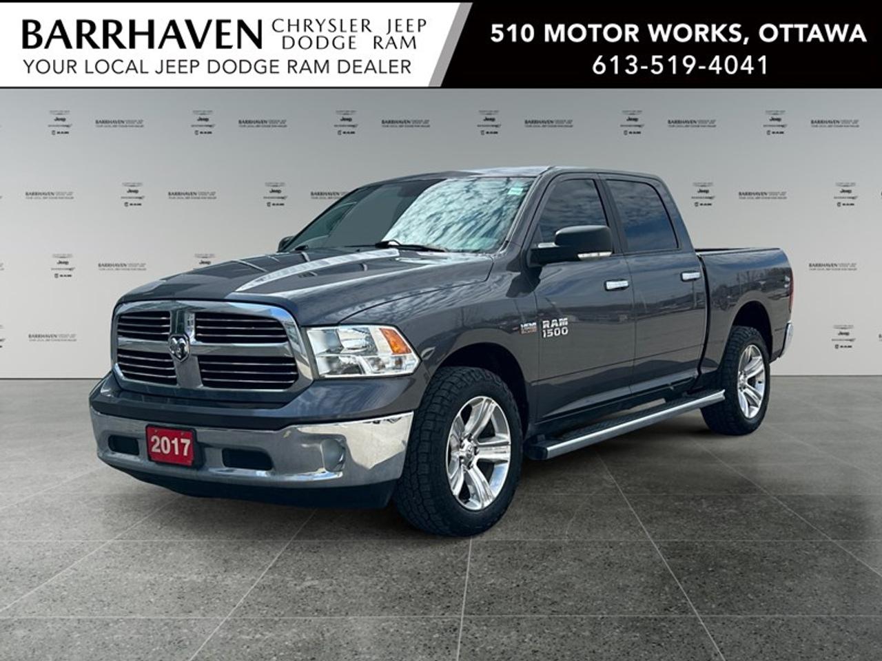 The 2017 Ram 1500 SLT in a sophisticated Gray finish pairs its rugged 4×4 drivetrain with precision handling, making it the ideal choice for those who need reliability paired with style. Its bold truck design conveys strength, while the Crew Cab configuration provides ample space for passengers and cargo alike. This vehicles exterior is complemented by heated mirrors, ensuring clear visibility in all weather conditions. Step inside to find a well-thought-out interior featuring conveniences like air conditioning, Bluetooth connectivity, and power windows. Youll appreciate additional features such as brake assist and cruise control that enhance your driving confidence and comfort. The vehicle also includes keyless entry for easy access and satellite radio to ensure your favorite entertainment is always within reach. Technology and safety are prioritized, with a range of driver assistance features designed to safeguard your journey on every road. The 2017 Ram 1500 SLT offers not just a means of transport, but a comprehensive driving experience thanks to its advanced safety and technological attributes. This vehicle is a compelling option for families, adventurers, and professionals who seek a powerful and comfortable pickup to meet their varied needs. With its robust build and thoughtful features, this truck is ready for any challenge. Contact our dealership today to learn more about how this impressive pickup can work for you.