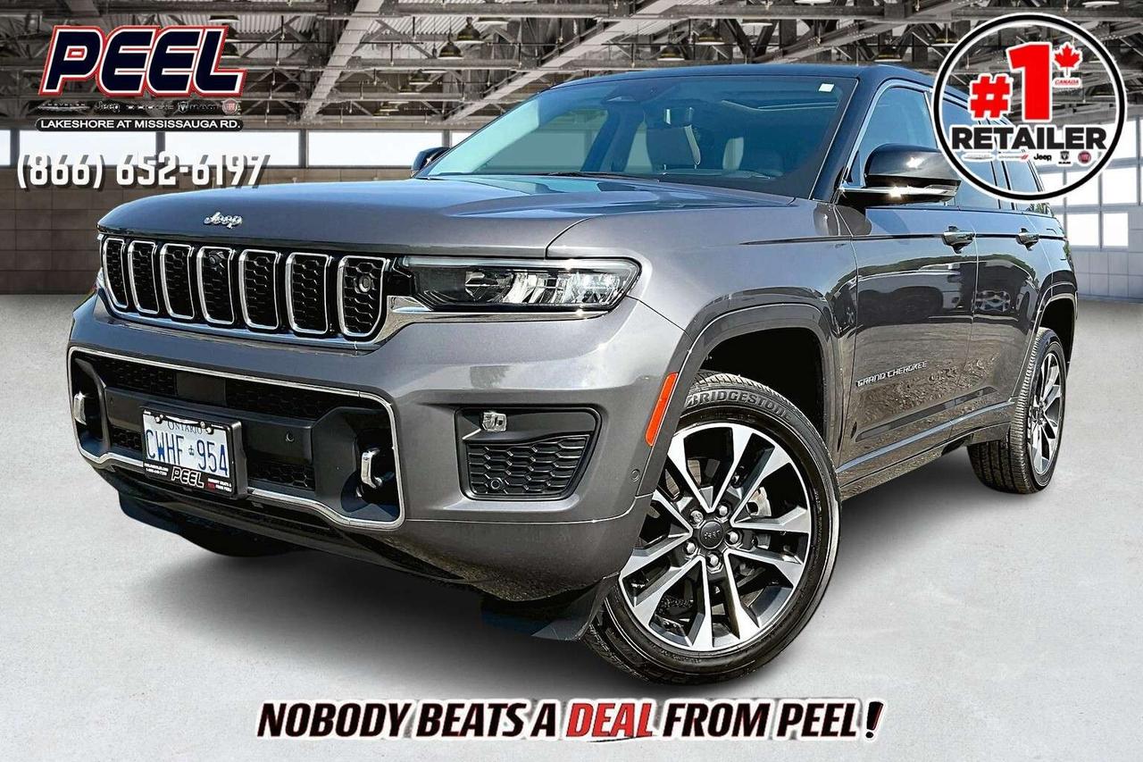 COME SEE WHY NOBODY BEATS A DEAL FROM PEEL! Your Source for ALL make and models used cars and trucks. 2022 Jeep Grand Cherokee Overland 4X4 | 5.7L HEMI V8 | Luxury Tech Group IV | Advanced ProTech Group III | Rear Seat Video Group | Heated, Ventilated & Massaging Nappa Leather Seats | Uconnect 5 10.1" Touchscreen Display w/ Navigation | Dual-pane Panoramic Sunroof | 19-speaker McIntosh Ultra High Performance Audio System | Adaptive Cruise Control | Active Lane Management | Forward Collision Warning Plus | Blind Spot Monitoring | Pedestrian/Cyclist Emergency Braking | Surround View Camera | Heads-Up Display | Night Vision w/ Pedestrian & Animal Detection | Front Passenger Interactive Display | Rear Seat Entertainment System | Wireless Smartphone Charging Pad | Heated Steering Wheel | Heated Second Row Seats | Quadra-Lift Air Suspension | Power Liftgate | Ambient Interior Lighting  Exclusive Company Demo ______________________________________________________ *COMPANY DEMO - Exact mileage may differ from advertised mileage. Please contact one of our sales professionals for exact mileage. FREE CarFax included! Click the CarFax link in the listing to view the report. Our advertised prices are for consumers/end users only and are not intended for dealer, wholesale, exporter, or broker purchases. ______________________________________________________ Peel Chrysler is based in Port Credit, Mississauga, and proudly serves customers across Ontario and Canada, including Toronto, Oakville, North York, Richmond Hill, Ajax, Hamilton, Niagara Falls, Brampton, Scarborough, Vaughan, London, Windsor, Cambridge, Kitchener, Waterloo, Brantford, Sarnia, Pickering, Huntsville, Milton, Woodbridge, Aurora, Newmarket, Orangeville, Georgetown, Markham, North Bay, Sudbury, Barrie, Oshawa, Kingston, Innisfil, and surrounding areas. Browse our selection of used cars, trucks, SUVs, vans, Ram, Jeep, Dodge, Chrysler, FIAT, and all makes and models at peelchrysler.com. ______________________________________________________ Disclaimer: Prices are for consumer/end-user purchases only. Advertised priceas are all-in and include all dealer fees and charges, including the $499 loan processing fee where applicable, except HST, Fuel and Licensing, unless otherwise stated. Payments, rates, and terms are subject to approved credit and may change without notice. If a trade-in has an outstanding loan balance and Peel Chrysler is required to facilitate the lien payout, a $349 lien payout fee applies. Most pre-owned vehicles originally come with two keys; however, all Peel Chrysler pre-owned vehicles come standard with one key unless otherwise stated. Vehicle images may be digitally adjusted or enhanced for presentation purposes and may not always reflect the exact appearance of the vehicle. While we make every effort to ensure accuracy, vehicle details, features, options, materials, history, specifications, pricing, availability, and CarFax information should be verified with Peel Chrysler before purchase.