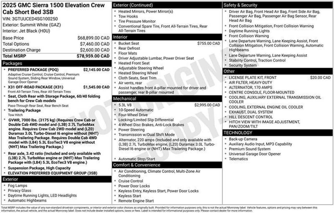 2025 GMC Sierra 1500 Crew Cab Standard Box 4-Wheel Drive Elevation W/Wi Photo