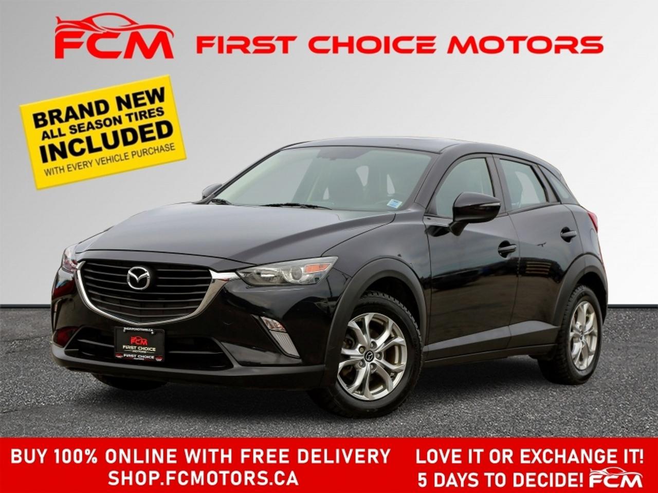** ** SPECIAL LIMITED TIME OFFER ** ** PURCHASE ANY VEHICLE THIS WEEK AND RECEIVE 4 BRAND-NEW ALL-SEASON TIRES AT NO ADDITIONAL COST!!! DONT MISS THIS EXCLUSIVE CHANCE TO UPGRADE YOUR RIDE AND STAY PREPARED FOR ANY WEATHER!!!       EXCITING NEWS FROM FIRST CHOICE MOTORS! Our brand-new online showroom is now open to the public, bringing the ultimate car shopping experience right to your fingertips! Enjoy a 100% online car shopping experience, with over 500 certified vehicles in stock, comprehensive protection plans, and thousands of new auto parts & accessories available! Plus, for a limited time, were offering FREE deliveries across Ontario on all vehicle purchases! Dont miss outvisit Shop.fcmotors.ca to find and upgrade your perfect vehicle today!      Welcome to First Choice Motors, the largest car dealership in Toronto of pre-owned cars, SUVs, and vans priced between $5000-$15,000. With an impressive inventory of over 300 vehicles in stock, we are dedicated to providing our customers with a vast selection of affordable and reliable options.       Were thrilled to offer a used 2016 Mazda CX-3 GS Skyactiv, black color with 120,000km (STK#9686) This vehicle was $14990 NOW ON SALE FOR $13990. It is equipped with the following features:   - Automatic Transmission   - Sunroof   - Heated seats   - Bluetooth   - Reverse camera   - Alloy wheels   - Power windows   - Power locks   - Power mirrors   - Air Conditioning      At First Choice Motors, we believe in providing quality vehicles that our customers can depend on. All our vehicles come with a 36-day guarantee on all safety related items. We also offer additional warranty options up to 5 years for our customers who want extra peace of mind.      Furthermore, all our vehicles are sold fully certified with brand new brakes rotors and pads, a fresh oil change, and brand new set of all-season tires installed & balanced. You can be confident that this car is in excellent condition and ready to hit the road.      At First Choice Motors, we believe that everyone deserves a chance to own a reliable and affordable vehicle. Thats why we offer financing options with low interest rates starting at 7.9% O.A.C. Were proud to approve all customers, including those with bad credit, no credit, students, and even 9 socials. Our finance team is dedicated to finding the best financing option for you and making the car buying process as smooth and stress-free as possible.      Our dealership is open 7 days a week to provide you with the best customer service possible. We carry the largest selection of used vehicles for sale under $9990 in all of Ontario. We stock over 300 cars, mostly Hyundai, Chevrolet, Mazda, Honda, Volkswagen, Toyota, Ford, Dodge, Kia, Mitsubishi, Acura, Lexus, and more. With our ongoing sale, you can find your dream car at a price you can afford. Come visit us today and experience why we are the best choice for your next used car purchase!      All prices include $22.00 OMVIC Fee.  Excludes, license plates, ownership registration and ONTARIO HST (13%)   *No Credit Card payments can be accepted for Vehicle Purchases*    *No Credit Card payments can be accepted for Vehicle Purchases*