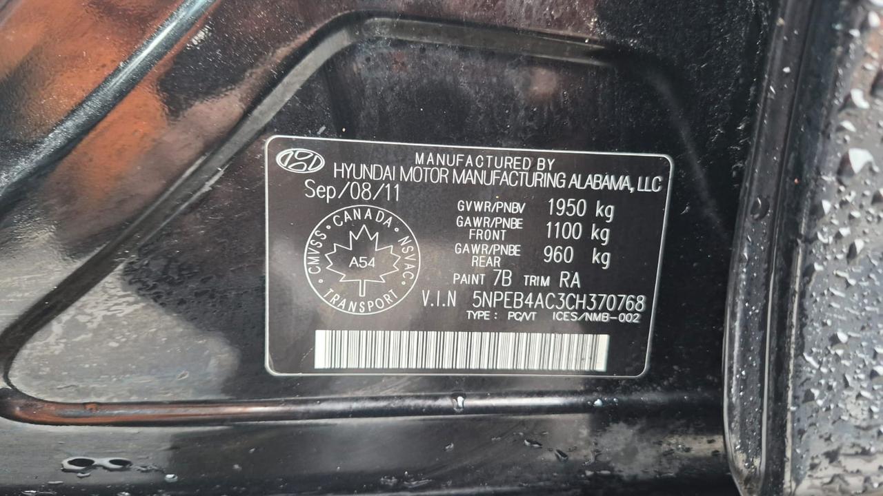 2012 Hyundai Sonata GLS, SEDAN, AUTO, 195KMS, 4 CYL, CERTIFIED Photo