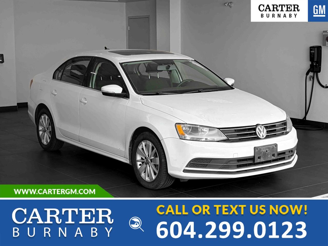 ONE OWNER
Enjoy a perfect blend of efficiency and comfort in this 2016 Volkswagen Jetta Trendline FWD. Powered by a responsive 1.4L turbocharged engine, it delivers a smooth, fuel-efficient drive. Stay comfortable with heated seats and a sunroof, while Bluetooth connectivity and a CD player keep you entertained. Safety comes standard with a rear vision camera and traction control system for added confidence on the road.

Come take it for a test drive today and experience all this stylish vehicle has to offer!

WHY CARTER GM BURNABY?

- An unrivalled vehicle purchasing experience!
- Exceeding our loyal customers expectations since 1963
- 4.5 Google star rating (with 2,300+ customer reviews)
- Cargurus Top-rated Dealer 2025 Award
- Cargurus Top Value Dealer 2025 Award
- Peace of mind - 150-point vehicle inspection
- CARFAX - full vehicle service history - purchase with confidence!
- Vehicle trades welcome! Best price guaranteed!
- We provide upfront pricing, zero hidden fees, and 100% transparency
- Fast approvals and 99% acceptance rates (no matter your current credit status!)
- Multilingual staff (many languages spoken)
- Comfortable non-pressured environment with in-store television, WIFI and a childrens play area!
- In-store restaurant: fresh daily menu





Were here to help you drive the vehicle you want, the vehicle you deserve!
QUESTIONS? GREAT! WEVE GOT ANSWERS!
To speak with a friendly vehicle specialist - CALL NOW!
The advertised price includes all standard dealer fees and any applicable manufacturer or dealer incentives. It does not include applicable taxes, licensing, insurance, or optional products or services. Dealer fees will be clearly broken out and itemized on the bill of sale, maximum total of fees $495.00. Prices are shown in Canadian dollars. While we make every effort to ensure accuracy, vehicle details, pricing, options, and availability are subject to change without notice. Please confirm all information with dealership sales management before purchase. Dealer Code: 81129