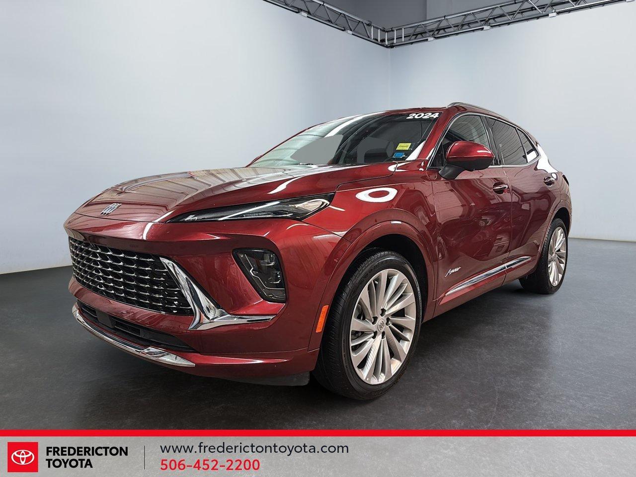 <meta charset=UTF-8 />
<p class=p1>The <span class=s1>2024 Buick Envision Avenir AWD</span> delivers premium luxury, smooth performance, and advanced technology in a refined SUV. With its sleek design, aluminum wheels, panoramic roof, and active suspension, it offers both style and a comfortable, composed ride.

<p class=p1>Inside, enjoy a high-end cabin with leather seating, heated and ventilated front seats with massage function, heated rear seats, and a heated steering wheel. Power seats with memory and lumbar support, a heads-up display, and a hands-free power liftgate add everyday convenience, while navigation, Bluetooth connectivity, a premium sound system, and smart device integration keep you fully connected.

<p class=p1>Safety is top tier with features including Blind Spot Monitoring, Lane Keeping Assist, Lane Departure Warning, Adaptive Cruise Control, Front and Rear Collision Mitigation, Cross-Traffic Alert, Evasion Assist, Automatic High Beams, an aerial view camera system, and rear parking aid.

<p class=p1>Why choose to buy from Fredericton Toyota? When you buy from us, you&rsquo;re not just a customer. You&rsquo;re part of the family, and we&rsquo;re committed to providing exceptional service every step of the way.