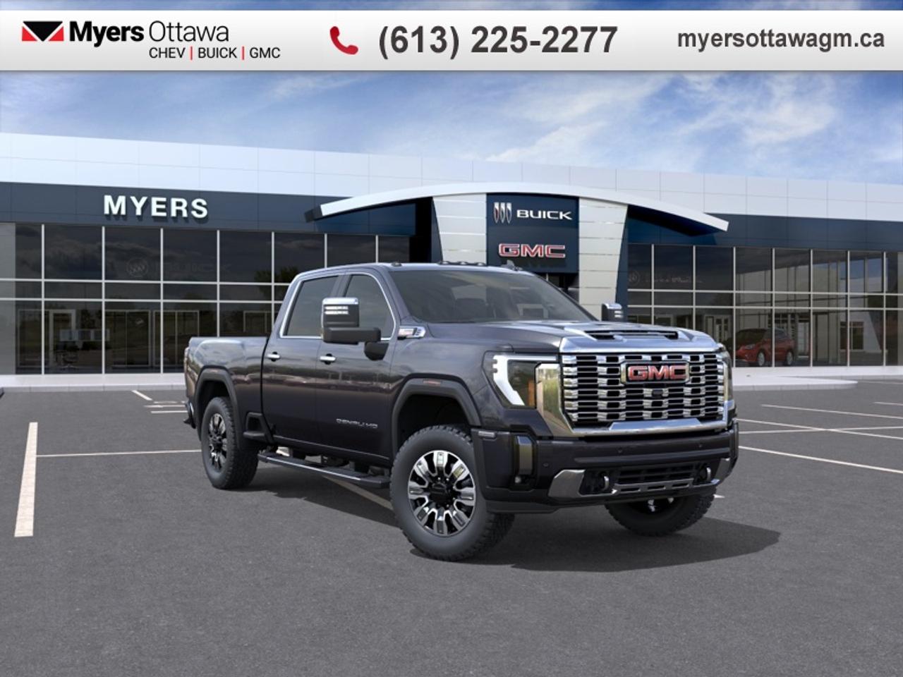 <br> <br>Take on the most arduous of tasks with this incredibly potent 2026 GMC 2500HD. <br> <br>This 2026 GMC 2500HD is highly configurable work truck that can haul a colossal amount of weight thanks to its potent drivetrain. This truck also offers amazing interior features that nestle occupants in comfort and luxury, with a great selection of tech features. For heavy-duty activities and even long-haul trips, the 2500HD is all the truck youll ever need.<br> <br>This Titanium Rush Metallic sought after diesel 4X4 pickup has an Automatic transmission. <br> <br> Our Sierra 2500HDs trim level is Denali. The Denali with the X31 Off-Road Package blends rugged strength with premium refinement. Off-road confidence comes from skid plates, Hill Descent Control, twin-tube Rancho shocks, and an off-road suspension, while trailering is made effortless with Hitch Guidance, an integrated brake controller, and the ProGrade Trailering System with In-Vehicle Trailering App. A bold exterior features animated LED lighting, a signature chrome grille, 20 machined wheels, and the versatile MultiPro Tailgate, complemented by a spray-on bedliner and power assist steps. Inside, heated and ventilated leather seats, a 13.4 premium infotainment display with Google built-in, Bose audio, wireless phone projection, and wireless charging keep every drive comfortable and connected. GMC Pro Safety, HD Surround Vision, Adaptive Cruise Control, and Trailer Side Blind Zone Alert provide added confidence, while thoughtful touches like rain-sensing wipers, a power sliding rear window, and dual-zone climate control elevate everyday convenience. This vehicle has been upgraded with the following features: Leather Seats, Denali Preferred Equipment Group.<br><br> <br>To apply right now for financing use this link: <a href=https://creditonline.dealertrack.ca/Web/Default.aspx?Token=b35bf617-8dfe-4a3a-b6ae-b4e858efb71d&Lang=en target=_blank>https://creditonline.dealertrack.ca/Web/Default.aspx?Token=b35bf617-8dfe-4a3a-b6ae-b4e858efb71d&Lang=en</a><br><br> <br/> See dealer for details. <br> <br><br> Come by and check out our fleet of 50+ used cars and trucks and 200+ new cars and trucks for sale in Ottawa.  o~o
