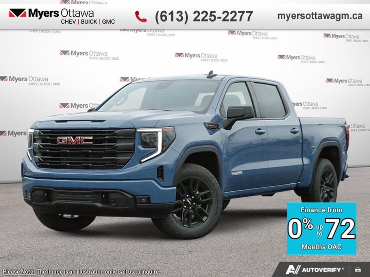 <br> <br>UPGRADES- FRONT BUCKETS, 5.3 V8, 6 STEPS <br> <br>This 2026 GMC Sierra 1500 stands out in the midsize pickup truck segment, with bold proportions that create a commanding stance on and off road. Next level comfort and technology is paired with its outstanding performance and capability. Inside, the Sierra 1500 supports you through rough terrain with expertly designed seats and robust suspension. This amazing 2026 Sierra 1500 is ready for whatever.<br> <br>This Downpour Metallic Crew Cab 4X4 pickup has an Automatic transmission and is powered by a 355HP 5.3L 8 Cylinder Engine. <br> <br> Our Sierra 1500s trim level is Elevation. Delivering bold style and everyday versatility, this trim includes a gloss black mesh grille, 20-inch black aluminum wheels, and signature LED lighting with projector headlamps and fog lamps. Inside, comfort comes standard with dual-zone climate control, heated front seats, a heated steering wheel, and a 10-way power driver seat, while a 13.4-inch Premium GMC Infotainment System with Google built-in, wireless Apple CarPlay/Android Auto, and Wi-Fi hotspot capability keeps you seamlessly connected. Practical touches like remote start, power outlets in the cabin and bed, a 60/40 split-folding rear seat with hidden storage, and 12 fixed cargo tie-downs add everyday convenience. The Trailering Package with hitch guidance and integrated brake controller boosts towing confidence, while GMC Pro Safety enhances peace of mind with Forward Collision Alert, Lane Keep Assist, Automatic Emergency Braking and more, making the Sierra Elevation a strong balance of modern tech, rugged utility, and standout design. This vehicle has been upgraded with the following features: 6 rectangular tubular assist steps.<br><br> <br>To apply right now for financing use this link: <a href=https://creditonline.dealertrack.ca/Web/Default.aspx?Token=b35bf617-8dfe-4a3a-b6ae-b4e858efb71d&Lang=en target=_blank>https://creditonline.dealertrack.ca/Web/Default.aspx?Token=b35bf617-8dfe-4a3a-b6ae-b4e858efb71d&Lang=en</a><br><br> <br/> Total  rebate of $9000 is reflected in the price.  Get $1,000 Truck Trade-In Bonus on 2026 Sierra 1500 models. See Dealer for details. Incentives expire 2026-06-01.  See dealer for details. <br> <br><br> Come by and check out our fleet of 40+ used cars and trucks and 180+ new cars and trucks for sale in Ottawa.  o~o