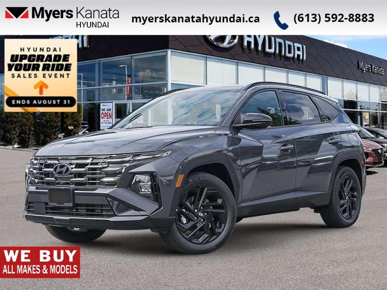 The 2026 Hyundai Tucson Hybrid features advanced driver-assist technologies and intelligent safety systems that raise your confidence on every drive.<br> <br>The 2026 Hyundai Tucson Hybrid combines efficient performance, sleek design and intelligent features into a compact SUV crafted for modern life. Inside, the cabin boasts premium materials, intuitive technology and well-designed comfort for both driver and passengers. With its versatile nature, forward-looking enhancements and Hyundais commitment to thoughtful engineering, the Tucson Hybrid stands out as a smart, capable choice for drivers seeking more.<br> <br>This Ecotronic Gry SUV has an Automatic transmission and is powered by a 231HP 1.6L 4 Cylinder Engine. <br> <br> Our Tucson Hybrids trim level is Night Edition.<br><br> <br>To apply right now for financing use this link: <a href=https://www.myerskanatahyundai.com/finance/ target=_blank>https://www.myerskanatahyundai.com/finance/</a><br> <br/>This vehicle may qualify for $500 Military Program Bonus. 5.99% financing for 96 months. <br> Buy this vehicle now for the lowest weekly payment of <b>$155.76</b> with $0 down for 96 months @ 5.99% APR O.A.C. ( Plus applicable taxes - $2596 and licensing fees **Rebates may not be applicable on all purchase types [cash, lease, or finance]. Eligibility and conditions may vary. Please see dealer for full details and confirmation of eligibility. ). Incentives expire 2026-08-31. See dealer for details. <br><br>This vehicle is located at Myers Kanata Hyundai 400-2500 Palladium Dr Kanata, Ontario. <br><br> Come by and check out our fleet of 40+ used cars and trucks and 190+ new cars and trucks for sale in Kanata.  o~o