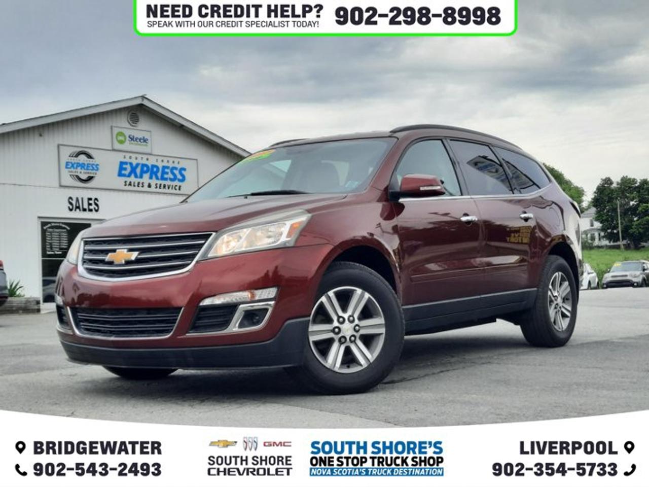 Awards: * 2017 KBB.com 10 Most Awarded Brands Siren Red Tintcoat 2017 Chevrolet Traverse 1LT AWD 6-Speed Automatic 3.6L V6 SIDI AWD, 3rd row seats: split-bench, 6 Speakers, 8-Way Power Driver Seat w/Power Recline & Lumbar, ABS brakes, Air Conditioning, Alloy wheels, Bluetooth® For Phone, Body-Colour Bodyside Mouldings, Body-Colour Heated Pwr-Adjustable Outside Mirrors, Brake assist, Bumpers: body-colour, CD player, Compass, Delay-off headlights, Driver door bin, Enhanced Driver Information Centre, Exterior Parking Camera Rear, Front anti-roll bar, Front Fog Lamps, Front fog lights, Front reading lights, Front Row Side-Impact Air Bags, Fully automatic headlights, Heated door mirrors, Heated Driver & Front Passenger Seats, Illuminated entry, Interior Wood Grain Centre Stack & Interior Trim, Leather-Wrapped Steering Wheel, Low tire pressure warning, Occupant sensing airbag, Outside temperature display, Passenger vanity mirror, Power door mirrors, Power driver seat, Power steering, Power windows, Preferred Equipment Group 1LT, Rear air conditioning, Rear Park Assist, Remote keyless entry, Remote Vehicle Start, Security system, Single-Zone Manual Front Climate Control, SiriusXM Satellite Radio, Speed control, Spoiler, Standard Speaker System, Telescoping steering wheel, Tilt steering wheel, Traction control, Trip computer, Variably intermittent wipers. Reviews: * Smooth ride even when the road isnt; can accommodate up to eight passengers; plenty of cargo space behind the third row; peace of mind that comes with top safety scores. Source: Edmunds