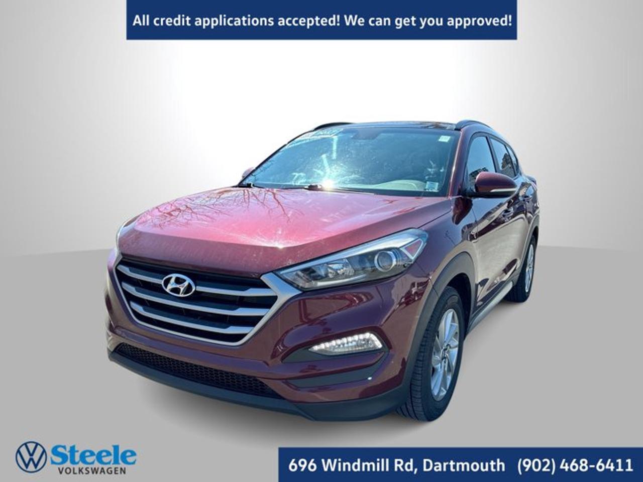 Recent Arrival!CARFAX Canada No Reported Accidents2017 Hyundai Tucson SE 4D Sport Utility Ruby Wine AWD 6-Speed Automatic with Overdrive I4At Steele Volkswagen, we have financing options available for all credit situations!, AWD.This 2017 Hyundai Tucson SE will not last long!! Call Now to reserve your Test Drive appointment!! 1-902-468-6411 or chat with us online at www.steelevw.ca.Odometer is 11038 kilometers below market average!Awards:* autoTRADER Top Picks Top Compact SUV * IIHS Canada Top Safety PickReviews:* Most owners say this era of Tucson attracted their attention with unique exterior styling, and sealed the deal with a great balance of comfortable ride quality and sporty, spirited driving dynamics. Bang-for-the-buck was highly rated as well. Source: autoTRADER.ca