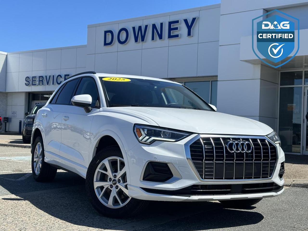 This 2025 Audi Q3 40 TFSI quattro delivers a refined blend of luxury, performance, and everyday versatility, making it a standout choice in the compact premium SUV segment. Powered by a 2.0L turbocharged TFSI engine producing 184 horsepower, paired with an 8-speed automatic transmission, it offers smooth, responsive performance for both city driving and highway cruising. Audis renowned quattro all-wheel drive system ensures confident handling and traction in all weather conditions, perfectly suited for Canadian roads year-round.

Inside, the Q3 offers a premium, driver-focused cabin with high-quality materials and a clean, modern layout. Leather seating surfaces, a power-adjustable drivers seat, heated front seats, and dual-zone climate control create a comfortable and upscale environment. Audis Virtual Cockpit digital instrument cluster provides a customizable display directly in front of the driver, while the MMI infotainment system with a large touchscreen includes Apple CarPlay and Android Auto, keeping connectivity simple and intuitive.

Technology is well integrated throughout, with features like a power liftgate, keyless entry with push-button start, and advanced voice controls enhancing everyday convenience. The spacious interior design and sliding rear seats allow you to easily adapt between passenger comfort and cargo capacity, making it practical for both daily use and longer trips.

Safety is a strong focus, with Audi pre sense front, lane departure warning, rear cross traffic assist, and parking sensors providing added awareness and support behind the wheel. Combined with its solid build quality and precise handling, the Q3 delivers a confident and composed driving experience.

On the exterior, the Q3 stands out with its signature Audi styling, featuring LED lighting, a bold Singleframe grille, and clean, sculpted lines that give it a modern and upscale presence. Its compact enough for easy maneuverability in the city while still offering the versatility expected from an SUV.

Overall, this 2025 Audi Q3 40 TFSI quattro offers a strong combination of luxury, technology, and all-weather capability, making it an excellent option for drivers looking for a premium compact SUV that fits seamlessly into everyday life.

Why buy from Downey Ford? GREAT QUESTION!! Heres why:  Market Value Pricing provides the most competitive prices on all our pre-owned vehicles, all the time!  Downey Ford is the largest volume Ford dealership in the Maritimes.  Every Pre-Owned Vehicle comes with  New Wipers  New In-Cabin Filter  New Engine Air Filter  Plus Plus Plus  Reconditioning our pre-owned inventory is a source of pride for us! A basic motor vehicle inspection and a quick wash just isnt good enough for our customers. We complete an extremely thorough process, both mechanically and cosmetically, before it meets our standards. Heres just some of what we do:  Mechanical inspection that covers 100 +++ components including:  Engine  Electrical System  Suspension  Transmission  Brakes  Frame  Regular maintenance servicing  Plus Plus Plus  Our cosmetic reconditioning is elite:  Shampooing of Carpet  Acid Wash of Rims  Dressing of Tires  Engine Detail  Multi-stage polish  Plus Plus Plus  Here are some other extras we are happy to offer at no charge to you:  Vehicle History Report  Accident / Damage Report  Stolen Vehicle Report  Lien Search Report  Credit Report Review and Counseling  Free Trade-In Appraisals  Relaxed Low Pressure Sales Experience  Finance Pre-Approval Service  Service  Departments covering ALL of Southern New Brunswick  Delivery Services to all of Canada  Multiple Chartered Bank Financing Sources  Multiple Vehicle Protection Products available  Multiple Loan Protection Products available  Pet-Friendly Facility - Feel free to bring Bingo with you.

We want to EARN your business and hope to speak with you soon.
Our knowledgeable and friendly sales staff are here to ensure a seamless and enjoyable car-buying experience. Call us at 506-632-6000 to book your test drive today and discover why Downey Ford is the trusted choice for so many.