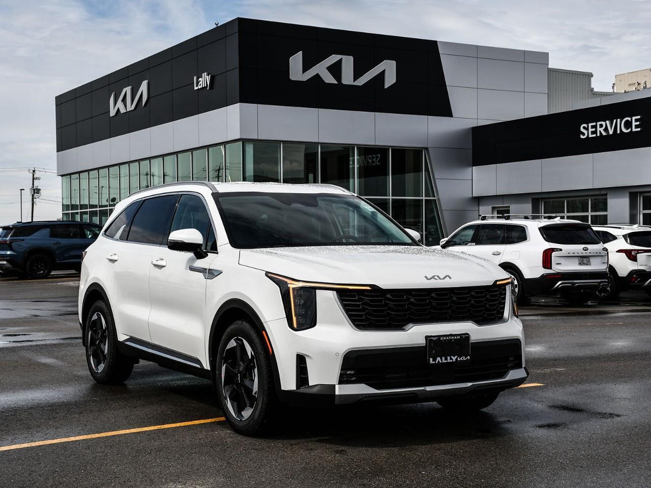 <h3><strong>2026 Kia Sorento Hybrid  EX  Stock #LKSO00647</strong></h3><p>The <strong>2026 Kia Sorento Hybrid EX</strong> offers an ideal balance of efficiency, space, and everyday practicality in a versatile three-row SUV. Powered by a <strong>turbocharged 1.6-litre hybrid powertrain</strong> paired with a smooth <strong>6-speed automatic transmission and all-wheel drive</strong>, it delivers approximately <strong>227 horsepower</strong> while maintaining excellent fuel efficiency at around <strong>7.0 L/100 km combined</strong>  perfect for both city commuting and family road trips.</p><p>Inside, the EX trim provides a comfortable and well-equipped cabin designed for Canadian driving. Features include <strong>heated front seats</strong>, a <strong>heated steering wheel</strong>, and <strong>synthetic leather seating surfaces</strong>, offering a refined feel without compromising durability. The <strong>three-row seating layout</strong> provides flexibility for passengers and cargo, with split-folding second and third rows to adapt to your needs.</p><p>Technology is modern and easy to use, highlighted by a <strong>12.3-inch touchscreen infotainment system</strong>, <strong>Apple CarPlay and Android Auto</strong>, and <strong>wireless phone charging</strong>. Convenience features like <strong>Smart Key with push-button start</strong> and <strong>dual-zone automatic climate control</strong> make daily driving more enjoyable and effortless.</p><p>Safety is a strong focus, with Kias advanced driver-assist systems including <strong>Forward Collision-Avoidance Assist</strong>, <strong>Lane Keeping Assist</strong>, and <strong>Smart Cruise Control</strong>, helping provide confidence and peace of mind on every drive.</p><p>On the exterior, the Sorento Hybrid EX features bold SUV styling with LED lighting and alloy wheels wrapped in all-season <strong>tires</strong>, giving it a modern and capable presence on the road.</p><p>With its impressive fuel economy, spacious interior, and well-rounded feature set, the <strong>2026 Kia Sorento Hybrid EX</strong> is an excellent choice for families looking to combine efficiency with versatility.</p><p><strong>Call us today for the latest incentives from Kia Canada!</strong></p> <p>OnRoads: Deductible coverage + Windshield chip coverage + theft/recovery benefit policy. Mats/Wheel locks</p>