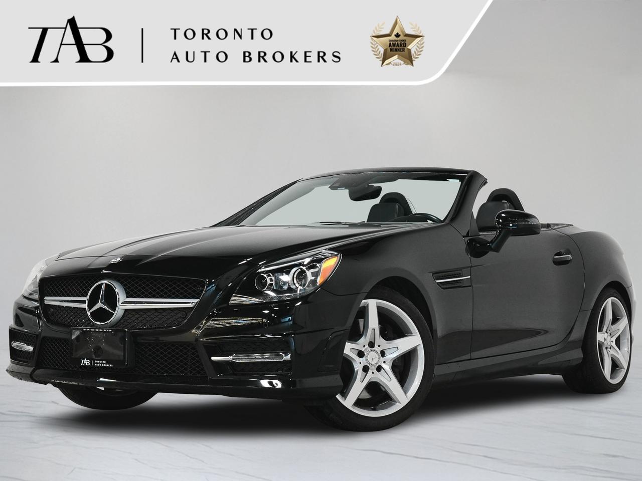 This 2015 Mercedes-Benz SLK 350 AMG Convertible is a local Ontario vehicle in excellent condition. Combining sleek styling with sporty performance, the SLK 350 delivers an exhilarating driving experience with the confidence of precise handling and responsive power.

Key features include:

AMG Styling Package
Premium Package
Sport-Tuned Suspension
Heated Front Seats
Leather Upholstery
COMAND Navigation System
Bluetooth Connectivity
Keyless Start
Premium Audio System
LED Daytime Running Lights
Multifunction Steering Wheel


NOW OFFERING 3 MONTH DEFERRED FINANCING PAYMENTS ON APPROVED CREDIT. 

WE OFFER THE BEST FINANCE RATES, AND DONT CHARGE ANY FINANCING FEE

Looking for a top-rated pre-owned luxury car dealership in the GTA? Look no further than Toronto Auto Brokers (TAB)! Were proud to have won multiple awards, including the 2024 AutoTrader Best Priced Dealer, the 2026 Best in Business award, the 2025 CarGurus Award, the 2026 Top Choice Award, the 2026 Dealer Rater Consumer Satisfaction Award, the 2026 Canadian Choice Award, the 2026 Three Best Rated Dealer Award, and many more!

With 30 years of experience serving the Greater Toronto Area, TAB is a respected and trusted name in the pre-owned luxury car industry. Our 30,000 sq.Ft indoor showroom is home to a wide range of luxury vehicles from top brands like BMW, Mercedes-Benz, Audi, Porsche, Land Rover, Jaguar, Aston Martin, Bentley, Maserati, and more. And we dont just serve the GTA, were proud to offer our services to all cities in Canada, including Vancouver, Montreal, Calgary, Edmonton, Winnipeg, Saskatchewan, Halifax, and more.

At TAB, were committed to providing a no-pressure environment and honest work ethics. As a family-owned and operated business, we treat every customer like family and ensure that every interaction is a positive one. Come experience the TAB Lifestyle at its truest form, luxury car buying has never been more enjoyable and exciting!

We offer a variety of services to make your purchase experience as easy and stress-free as possible. From competitive and simple financing and leasing options to extended warranties, aftermarket services, and full history reports on every vehicle, we have everything you need to make an informed decision. We welcome every trade, even if youre just looking to sell your car without buying, and when it comes to financing or leasing, we offer same day approvals, with access to over 50 lenders, including all of the banks in Canada. Feel free to check out your own Equifax credit score without affecting your credit score, simply click on the Equifax tab above and see if you qualify.

Call us today or visit our website to learn more about our inventory and services. And remember, all prices exclude applicable taxes and licensing, and vehicles can be certified at an additional cost of $999.