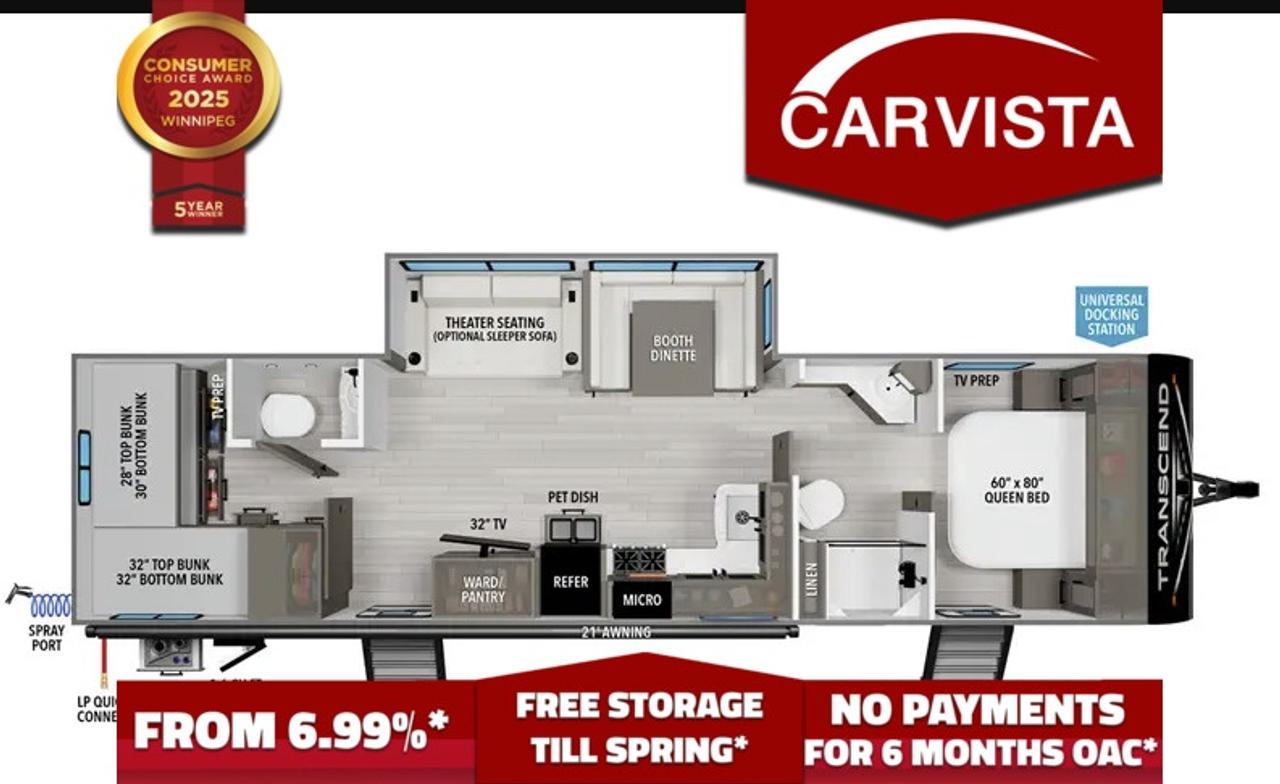 Come see why Carvista has been the Consumer Choice Award Winner for 5 consecutive years! 2021, 2022, 2023, 2024 and 2025! Dont play the waiting game, our units are in-stock, no pre-order necessary!! See for yourself why Carvista has won this prestigious award and continues to serve its community. Carvista Approved! Our RVista package includes a complete inspection of your camper that includes general testing of the camper systems! We pride ourselves in providing the highest quality trailers possible, and include a rigorous detail to ensure you get the cleanest trailer around.
Prices and payments exclude GST OR PST 
Carvista Inc. Dealer Permit # 1211
Category: Used Camper
Units may not be exactly as shown, please verify all details with a sales person.