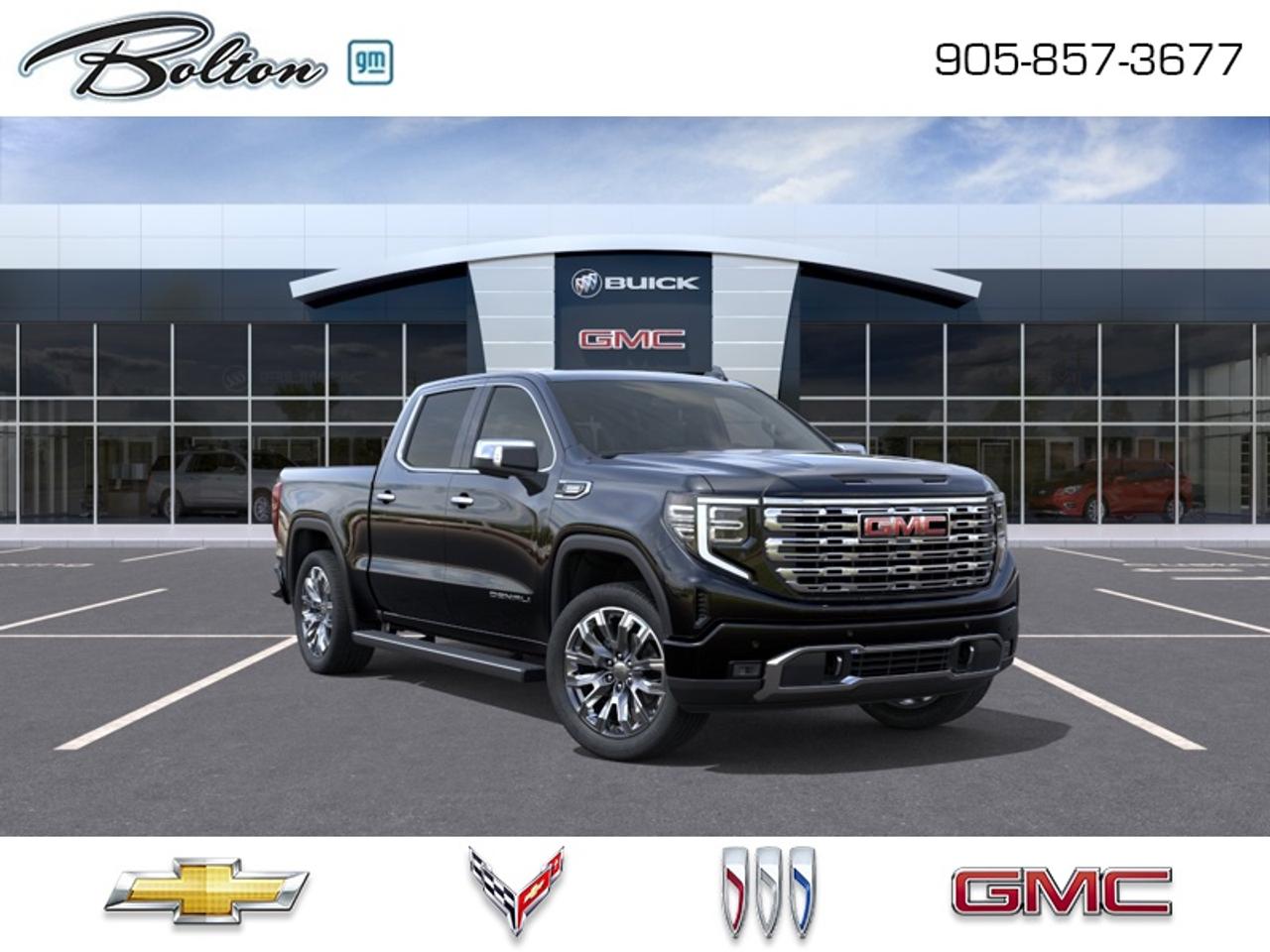 <b>Leather Seats, Diesel Engine, Denali Reserve Package!</b><br> <br> Astoundingly advanced and exceedingly premium, this 2026 GMC Sierra 1500 is designed for pickup excellence.<br> <br>This 2026 GMC Sierra 1500 stands out in the midsize pickup truck segment, with bold proportions that create a commanding stance on and off road. Next level comfort and technology is paired with its outstanding performance and capability. Inside, the Sierra 1500 supports you through rough terrain with expertly designed seats and robust suspension. This amazing 2026 Sierra 1500 is ready for whatever.<br> <br>This Onyx Black sought after diesel Crew Cab 4X4 pickup has an Automatic transmission and is powered by a 305HP 3.0L Straight 6 Cylinder Engine. <br> <br> Our Sierra 1500s trim level is Denali. This trim blends premium craftsmanship with cutting-edge technology and everyday capability. A 13.4 GMC Premium Infotainment System with Google built-in, wireless Apple CarPlay and Android Auto, Bose 7-speaker audio, and a 12.3 reconfigurable digital display keep the cabin highly connected, while heated and ventilated leather front seats, heated rear outboard seats, dual-zone climate control, and wireless charging enhance comfort on every drive. GMC Pro Safety with Enhanced Automatic Emergency Braking, HD Surround Vision, Lane Keep Assist, Trailer Side Blind Zone Alert, and Hitch Guidance delivers confidence, while the MultiPro Tailgate, integrated trailer brake controller, and spray-on bedliner ensure practical utility. This vehicle has been upgraded with the following features: Leather Seats, Diesel Engine, Denali Reserve Package.<br><br> <br>To apply right now for financing use this link: <a href=http://www.boltongm.ca/?https://CreditOnline.dealertrack.ca/Web/Default.aspx?Token=44d8010f-7908-4762-ad47-0d0b7de44fa8&Lang=en target=_blank>http://www.boltongm.ca/?https://CreditOnline.dealertrack.ca/Web/Default.aspx?Token=44d8010f-7908-4762-ad47-0d0b7de44fa8&Lang=en</a><br> <br/><br>At Bolton Motor Products, we offer new Chevrolet, Cadillac, Buick, GMC cars and trucks in Bolton, along with used cars, trucks and SUVs by top manufacturers. Our sales staff will help you find that new or used car you have been searching for in the Bolton, Brampton, Nobleton, Kleinburg, Vaughan, & Maple area. o~o