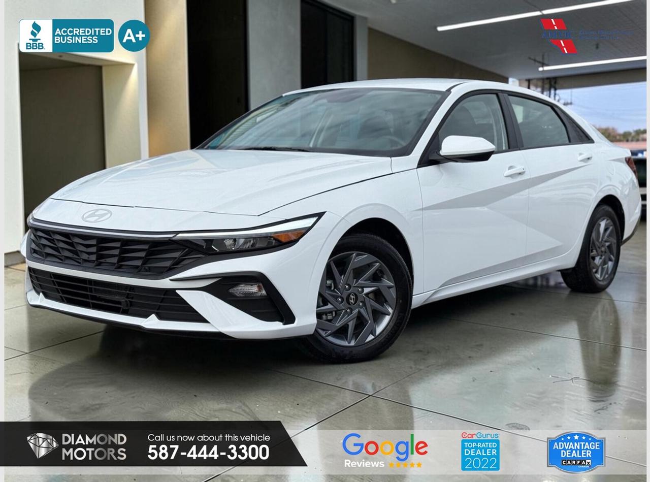 LIMITED TIME at Diamond Motors <br/> Drive away with a FREE 1-Year Warranty + low payments included at Listed Price. T&Cs Apply. <br/> <br/> <br/> Now Available: 2025 Hyundai Elantra Preferred IVT White has 12,032 KM on it. 2L 4 Cylinder Engine engine, Front-Wheel Drive, Automatic transmission, 5 Seater passengers, on special price for $24,500.00. <br/> <br/> <br/> Book your appointment today for Test Drive. We offer contactless Test drives & Virtual Walkarounds. Stock Number: 261074 <br/> Disclosure: This vehicle was previously registered in MB. Vehicle has passed all required inspections in Alberta. <br/> At Diamond Motors, we are dedicated to providing you with an outstanding car-buying experience, offering quality pre-owned vehicles at prices that fit your budget. Our transparent and honest approach means you can expect straightforward guidance without any high-pressure sales tactics. We believe in building lasting relationships with our customers by offering personalized service tailored to your needs. From the moment you step onto our lot, our team is here to support you every step of the way, ensuring you leave confident in your decision. Trust, integrity, and customer satisfaction are the foundation of everything we do. <br/> <br/> <br/> Why Choose Diamond Motors?<br/> <br/> Certified Pre-Owned Vehicles <br/> Family Owned & Operated <br/> 100+ Vehicles in Stock <br/> Finance & Extended Warranty Available <br/> Transparent Pricing <br/> Inspection & Carfax Provided <br/> No-Pressure Buying Experience <br/> Full Disclosure Guaranteed <br/> Top Google Rated Dealership <br/> Trade-Ins Welcome <br/> AMVIC Licensed & BBB Accredited <br/> CarGurus Top-Rated Dealer (2022 & 2024) <br/> <br/> <br/> Phone to schedule an appointment @ 587-444-3300 or simply browse our inventory online www.diamondmotors.ca or come and see us at our location at <br/> 3403 93 street NW, Edmonton, T6E 6A4 <br/> <br/> <br/> To view the rest of our inventory: <br/> www.diamondmotors.ca/inventory <br/> <br/> <br/> This dealership provides all required disclosures in accordance with AMVIC regulations. A completed Mechanical Fitness Assessment and its associated inspection work order will be supplied with every vehicle. A Carfax (or equivalent) vehicle history report will also be provided, including available information on previous damage, accident history, stolen or salvage status, and jurisdictional records. <br/> Customers are encouraged to review all vehicle features, options, and equipment for accuracy prior to purchase. <br/>