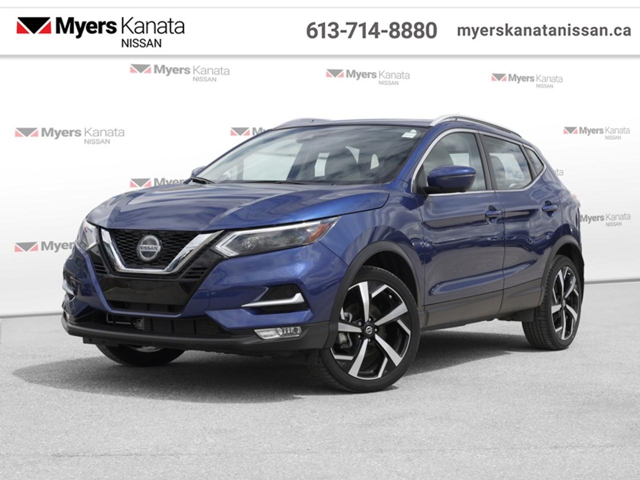 <b>Low Mileage, Leather Seats,  Aluminum Wheels,  Navigation,  360 Camera,  Sunroof!</b><br> <br>  Compare at $27555 - KANATA NISSAN PRICE is just $25995! <br> <br>This 2023 Nissan Qashqai offers big SUV capability in an attractive and accessible package. This 2023 Nissan Qashqai is fresh on our lot in Kanata. This low mileage SUV has just 19,988 km. Its Caspian Blue Me in colour and is completely accident free based on the <a href=https://vhr.carfax.ca/?id=0whLZo0lIbVg183wYAlJXIeljiOYQFtD target=_blank>CARFAX Report</a>. It has an Automatic transmission and is powered by a 141HP 2.0L 4 Cylinder Engine. <br> <br> Our Qashqais trim level is SL AWD. Representing the ultimate Qashqai experience, this SL AWD trim is fully loaded with a clever all-wheel-drive system, plush heated and power-adjustable leather bucket seats with lumbar support and memory function, inbuilt satellite navigation, internet access, an immersive 360-degree camera system with aerial view, an express opening glass sunroof with slide and tilt functionality and a power shade, projector beam halogen headlamps with automatic high beams, a sporty heated leather steering wheel, dual-zone climate control, and adaptive cruise control with steering, in addition to blind-spot monitoring, lane-keep assist, and front emergency braking. Other features include proximity keyless entry with push button and remote start, piano-black interior inserts, a rear-view camera, a 6-speaker audio system, and a 7-inch infotainment screen bundled with Apple CarPlay, Android Auto, and SiriusXM satellite radio. This vehicle has been upgraded with the following features: Leather Seats, Aluminum Wheels, Navigation, 360 Camera, Sunroof, Heated Seats, Apple CarPlay.<br> <br/>Buy this vehicle now for the lowest bi-weekly payment of <b>$192.69</b> with $0 down for 84 months @ 8.99% APR O.A.C. ( Plus applicable taxes - and licensing ). See dealer for details. <br><br>*LIFETIME ENGINE TRANSMISSION WARRANTY NOT AVAILABLE ON VEHICLES WITH KMS EXCEEDING 140,000KM, VEHICLES 8 YEARS & OLDER, OR HIGHLINE BRAND VEHICLE(eg. BMW, INFINITI. CADILLAC, LEXUS...)<br> Come by and check out our fleet of 80+ used cars and trucks and 70+ new cars and trucks for sale in Kanata.  o~o