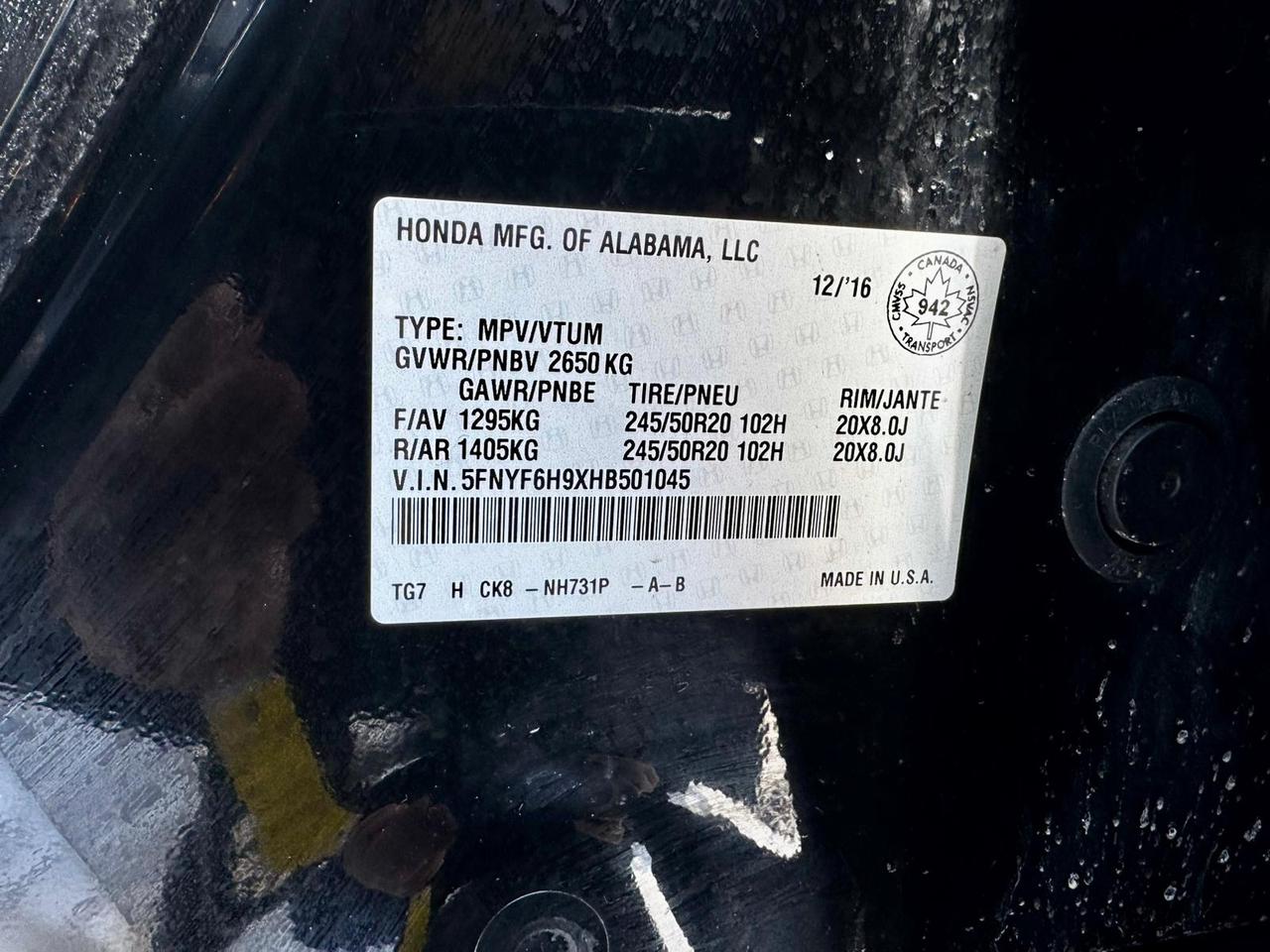 2017 Honda Pilot Touring Photo