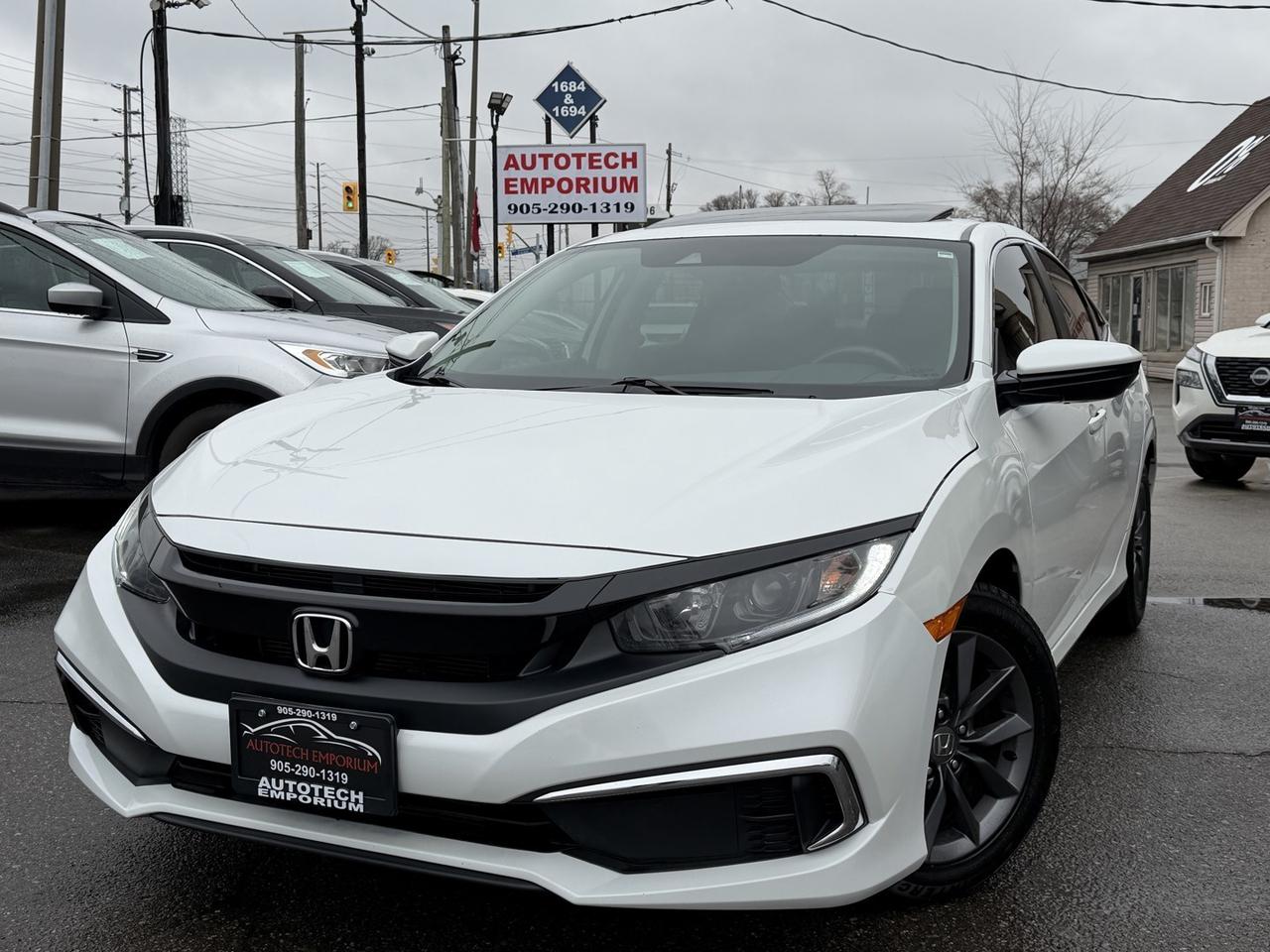 2021 Honda Civic EX Pearl White  Blind Spot Cam   Sunroof   Remote Photo0