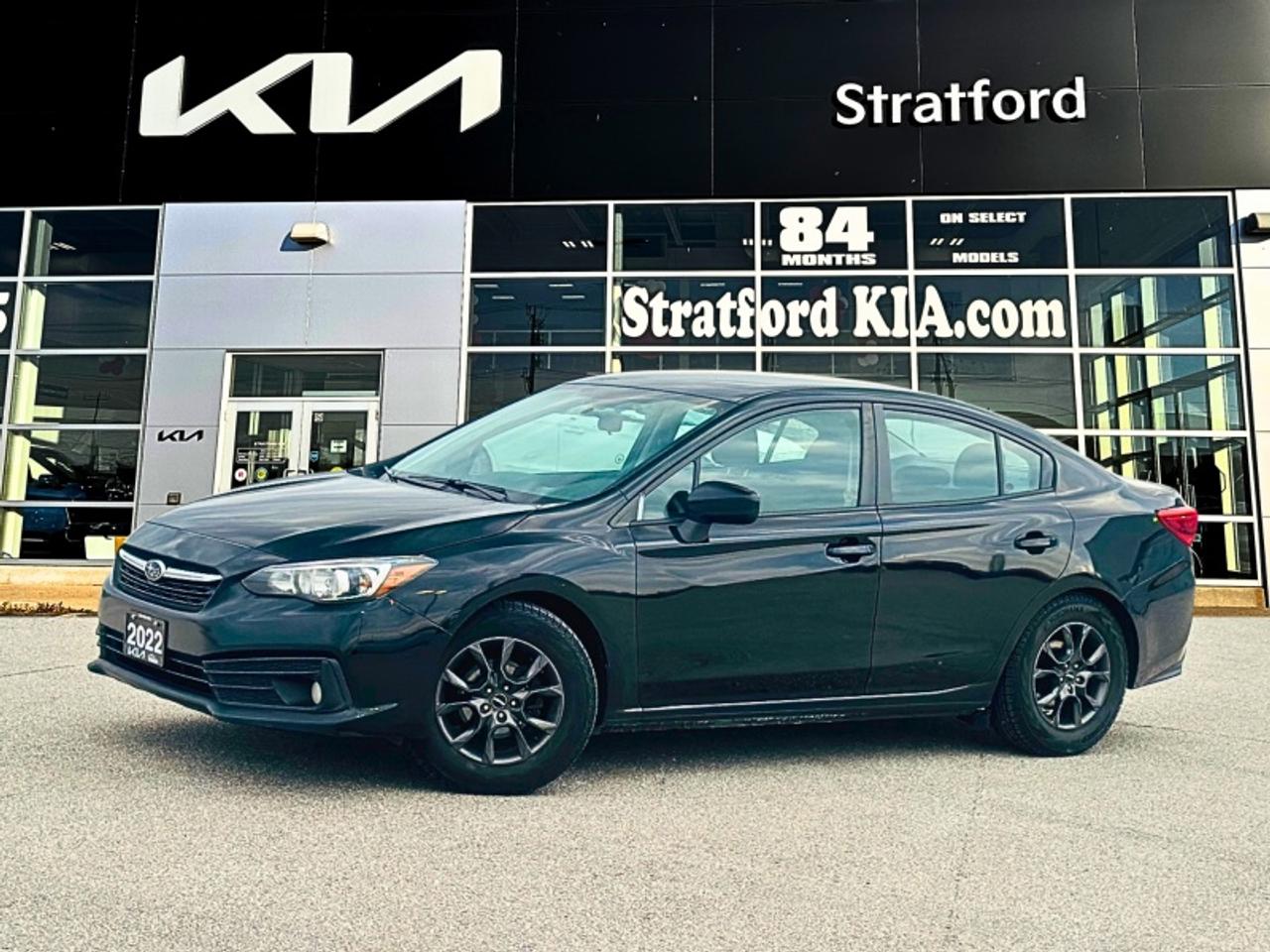 <b>Apple CarPlay,  Android Auto,  Proximity Key,  Adaptive Cruise Control,  Lane Keep Assist!</b><br> <br> Stratford Kia Used Cars & Pre-Owned Superstore: We sell all makes and models.<br><br>Audi, Acura, Alfa Romeo, BMW, Buick, Cadillac, Chevrolet, Chrysler, Dodge, Ram, Ferrari, Ford, GMC, Genesis, Honda, Hyundai, Infiniti, Jaguar, Jeep, Kia, Lamborghini, Land Cruiser, Lexus, Lincoln, Land Rover, Maserati, Mazda, Mercedes AMG, Mercedes Benz, Mini, Mitsubishi, Nissan, Porsche, Ram, Subaru, Tesla, Toyota, Volkswagen, Volvo.<br> <br>The 2022 Subaru Impreza shines in the compact car segment, with a striking exterior design and superior driving dynamics. This 2022 Subaru Impreza is for sale today in Stratford.<br> <br>Raising the bar in the compact sedan segment, this 2022 Impreza evokes Subarus ethos of un-compromised quality, safety and all-round versatility. Sporting a bold front fascia and aggressive body lines, the overall athletic design is completed with a wide, low stance and a redesigned rear end for improved aerodynamics. The interior of the 2022 Subaru Impreza is engaging and sporty, yet comfortable and pleasant. The interior is dressed in premium quality soft-touch materials for a more upscale ambiance, with a dazzling infotainment screen and cutting-edge driver assistance technology. No matter what life throws at you, this class-leading performer is ever ready to go along for the ride.<br> <br>This sedan has 66,332 km. Its Crystal Black Silica in colour. It has an Automatic transmission and is powered by a 2.0L H4 16V GDI DOHC engine. <br> <br> Our Imprezas trim level is Convenience w/Eyesight 4-door. This Impreza Convenience w/ EyeSight sedan, safety on the road is assured with a suite of driver-assist technology including adaptive cruise control, lane keep assist, forward collision warning and a pre-collision braking system. Subarus symmetrical all-wheel drive system comes standard, with additional features including Apple CarPlay, Android Auto, fog lights, a rearview camera, and power heated side mirrors. This vehicle has been upgraded with the following features: Apple CarPlay, Android Auto, Proximity Key, Adaptive Cruise Control, Lane Keep Assist, Forward Collision Alert, Climate Control.<br> <br>To apply right now for financing use this link: <a href=https://www.stratfordkia.com/credit-application/ target=_blank>https://www.stratfordkia.com/credit-application/</a><br> <br/><br>While every effort is made to ensure accuracy, we are not responsible for any errors and omissions. ***In-stock vehicle may differ from online listing— Please confirm details with dealerPlease see your dealer for current pricing. <br><br>Stratford Kia is a proud member of the Trinity Auto Group. Serving Stratford and South Western Ontario. We invite you to experience our unparalleled Customer Service and truly enjoy your Car Buying experience, the way it should be. WE NEED YOUR TRADE! We offer top market value for trade ins. We also offer a great selection of Pre-Owned Vehicles. Our second-to-none reconditioning process and attention to detail are why our customers know they can buy with confidence. Experience the Stratford Kia difference today! 863 Erie Street. Stratford Ont. N5A 6S4<br> Come by and check out our fleet of 40+ used cars and trucks and 110+ new cars and trucks for sale in Stratford.  o~o