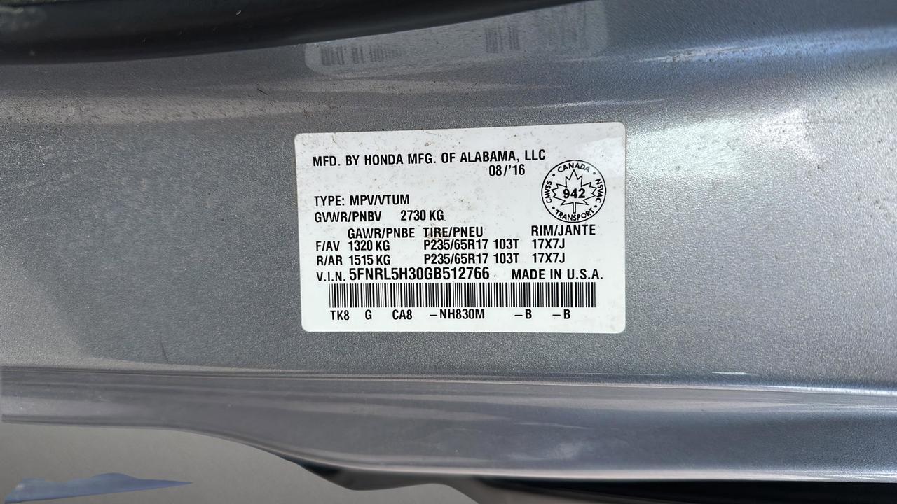 2016 Honda Odyssey 4DR WGN SE Photo
