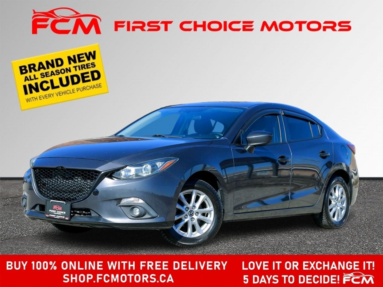 ** ** SPECIAL LIMITED TIME OFFER ** ** PURCHASE ANY VEHICLE THIS WEEK AND RECEIVE 4 BRAND-NEW ALL-SEASON TIRES AT NO ADDITIONAL COST!!! DONT MISS THIS EXCLUSIVE CHANCE TO UPGRADE YOUR RIDE AND STAY PREPARED FOR ANY WEATHER!!!       EXCITING NEWS FROM FIRST CHOICE MOTORS! Our brand-new online showroom is now open to the public, bringing the ultimate car shopping experience right to your fingertips! Enjoy a 100% online car shopping experience, with over 500 certified vehicles in stock, comprehensive protection plans, and thousands of new auto parts & accessories available! Plus, for a limited time, were offering FREE deliveries across Ontario on all vehicle purchases! Dont miss outvisit Shop.fcmotors.ca to find and upgrade your perfect vehicle today!      Welcome to First Choice Motors, the largest car dealership in Toronto of pre-owned cars, SUVs, and vans priced between $5000-$15,000. With an impressive inventory of over 300 vehicles in stock, we are dedicated to providing our customers with a vast selection of affordable and reliable options.       Were thrilled to offer a used 2014 Mazda MAZDA3 GS Skyactiv, grey color with 268,000km (STK#9711) This vehicle was $6990 NOW ON SALE FOR $5990. It is equipped with the following features:   - Manual Transmission   - Sunroof   - Heated seats   - Bluetooth   - Reverse camera   - Alloy wheels   - Power windows   - Power locks   - Power mirrors   - Air Conditioning      At First Choice Motors, we believe in providing quality vehicles that our customers can depend on. All our vehicles come with a 36-day guarantee on all safety related items. We also offer additional warranty options up to 5 years for our customers who want extra peace of mind.      Furthermore, all our vehicles are sold fully certified with brand new brakes rotors and pads, a fresh oil change, and brand new set of all-season tires installed & balanced. You can be confident that this car is in excellent condition and ready to hit the road.      At First Choice Motors, we believe that everyone deserves a chance to own a reliable and affordable vehicle. Thats why we offer financing options with low interest rates starting at 7.9% O.A.C. Were proud to approve all customers, including those with bad credit, no credit, students, and even 9 socials. Our finance team is dedicated to finding the best financing option for you and making the car buying process as smooth and stress-free as possible.      Our dealership is open 7 days a week to provide you with the best customer service possible. We carry the largest selection of used vehicles for sale under $9990 in all of Ontario. We stock over 300 cars, mostly Hyundai, Chevrolet, Mazda, Honda, Volkswagen, Toyota, Ford, Dodge, Kia, Mitsubishi, Acura, Lexus, and more. With our ongoing sale, you can find your dream car at a price you can afford. Come visit us today and experience why we are the best choice for your next used car purchase!      All prices include $22.00 OMVIC Fee.  Excludes, license plates, ownership registration and ONTARIO HST (13%)   *No Credit Card payments can be accepted for Vehicle Purchases*    *No Credit Card payments can be accepted for Vehicle Purchases*