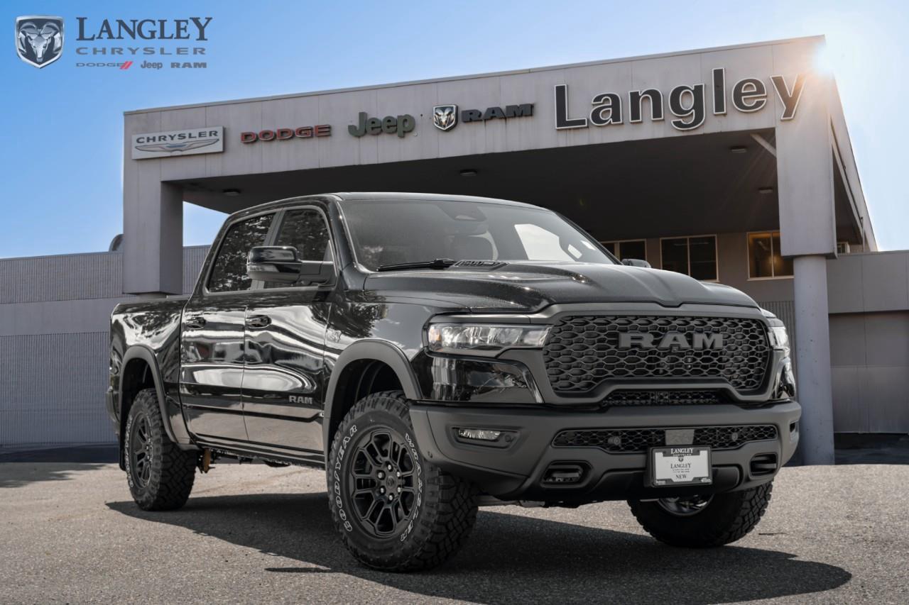 <p><strong>2026 Ram 1500 Rebel 4x4 Crew Cab 5'7" Box</strong></p><p>A rugged, off-road optimized truck built to handle demanding terrain while maintaining a comfortable and tech-forward interior for daily driving.</p><ul><li><p>Engine: 5.7L HEMI V8 (395 hp, 410 lb-ft torque)</p></li><li><p>Drivetrain: 4x4 with Electronic Locking Rear Differential</p></li><li><p>Max Towing: 11,310 lbs</p></li><li><p>Suspension: Off-road tuned performance shocks and 1-inch factory lift</p></li><li><p>Infotainment: Uconnect 5 with 12-inch touchscreen display</p></li></ul><p>Come book a test drive at Langley Chrysler, conveniently located in Langley, British Columbia.</p>*All new vehicle purchases are plus the PDI accessory installs and any price increases provided by the manufacturer. For trucks the accessories will include wheel locks, spray-in liners, and mud flaps. For all other vehicles, wheel locks are standard, other equipment may apply. Confirm with the dealer.

<p>*All prices are net of all manufacturer incentives and/or rebates and are subject to change by the manufacturer without notice. All prices plus applicable taxes, applicable environmental recovery charges, documentation of $599 and full tank of fuel surcharge of $76 if a full tank is chosen.<br />Other items available that are not included in the above price:<br />Tire & Rim Protection and Key fob insurance starting from $599<br />Service contracts (extended warranties) for up to 7 years and 200,000 kms starting from $599<br />Custom vehicle accessory packages, mudflaps and deflectors, tire and rim packages, lift kits, exhaust kits and tonneau covers, canopies and much more that can be added to your payment at time of purchase<br />Undercoating, rust modules, and full protection packages starting from $199<br />Flexible life, disability and critical illness insurances to protect portions of or the entire length of vehicle loan?im?im<br />Financing Fee of $500 when applicable<br />Prices shown are determined using the largest available rebates and incentives and may not qualify for special APR finance offers. See dealer for details. This is a limited time offer.</p>