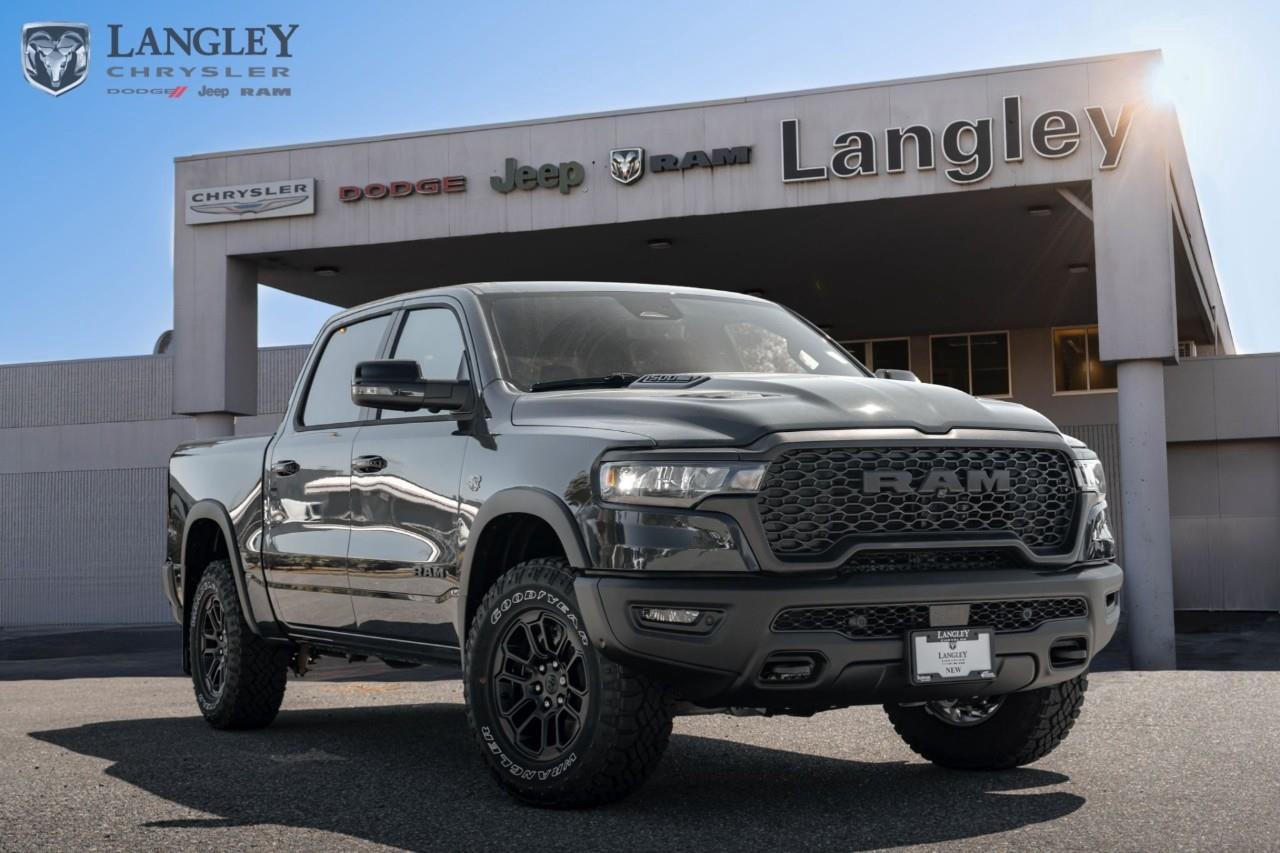 <p><strong>2026 Ram 1500 Rebel 4x4 Crew Cab 5'7" Box</strong></p><p>The 2026 Ram 1500 Rebel is a rugged, off-road-focused pickup that combines the legendary sound and performance of the returning 5.7L HEMI V8 engine with advanced trail-ready capability.</p><ul><li><p>Engine: 5.7L HEMI V8 with eTorque (395 hp, 410 lb-ft torque)</p></li><li><p>Drivetrain: 4x4 with electronic locking rear axle</p></li><li><p>Max Towing Capacity: 11,330 lbs</p></li><li><p>Infotainment: Uconnect 5 with 12-inch touchscreen display</p></li><li><p>Suspension: Off-road performance-tuned suspension with 1-inch factory lift</p></li></ul><p>Come book a test drive at Langley Chrysler, conveniently located in Langley, British Columbia.</p>*All new vehicle purchases are plus the PDI accessory installs and any price increases provided by the manufacturer. For trucks the accessories will include wheel locks, spray-in liners, and mud flaps. For all other vehicles, wheel locks are standard, other equipment may apply. Confirm with the dealer.

<p>*All prices are net of all manufacturer incentives and/or rebates and are subject to change by the manufacturer without notice. All prices plus applicable taxes, applicable environmental recovery charges, documentation of $599 and full tank of fuel surcharge of $76 if a full tank is chosen.<br />Other items available that are not included in the above price:<br />Tire & Rim Protection and Key fob insurance starting from $599<br />Service contracts (extended warranties) for up to 7 years and 200,000 kms starting from $599<br />Custom vehicle accessory packages, mudflaps and deflectors, tire and rim packages, lift kits, exhaust kits and tonneau covers, canopies and much more that can be added to your payment at time of purchase<br />Undercoating, rust modules, and full protection packages starting from $199<br />Flexible life, disability and critical illness insurances to protect portions of or the entire length of vehicle loan?im?im<br />Financing Fee of $500 when applicable<br />Prices shown are determined using the largest available rebates and incentives and may not qualify for special APR finance offers. See dealer for details. This is a limited time offer.</p>