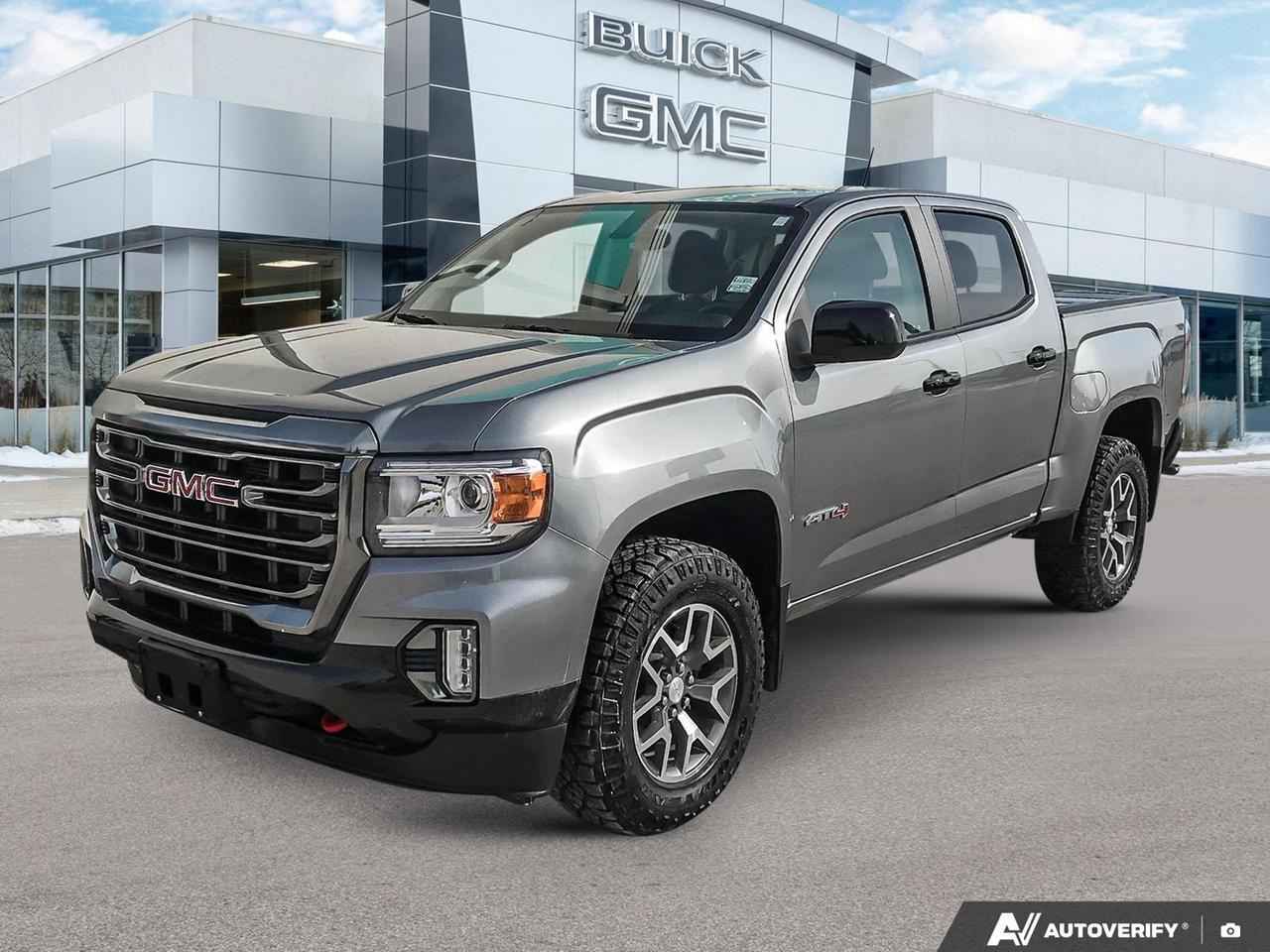 Off Road Suspension | Heavy Duty Trailering Package | Cloth Bucket Seats | Heated Seats | Rear Vision Camera | Heated Steering Wheel |
The 2022 GMC Canyon AT4 is built for those who take their truck seriously  whether thats hauling gear on the weekend or navigating mixed terrain with confidence. With a capable 3.6L V6, true 4WD, and AT4-specific off-road hardware, this Canyon is ready to work and play hard. At just 44,831 km, it still has plenty of life left.

- AT4 trim with 4-Wheel Drive and automatic locking rear differential for serious off-road capability
- Red Recovery Hooks and Tow/Haul Mode  purpose-built for adventure and heavy-duty use
- 17 Dark Argent Metallic cast aluminum wheels with a rugged, blacked-out aesthetic
- LED fog lamps for improved visibility on the trail or in low-visibility conditions
- Remote vehicle starter  start warming up (or cooling down) before you even step outside
- Power drivers seat with lumbar support and leather-wrapped steering wheel with mounted controls
- Single-zone automatic climate control and rear-window defogger for year-round comfort
- Teen Driver system with Buckle-to-Drive feature and in-vehicle report card for added peace of mind

Interested in making this Canyon yours? You can reserve it online, start the purchase process from home, or contact our team at Birchwood Chevrolet Buick GMC with any questions. Wed love to book you in for a test drive  visit us at birchwoodchevrolet.ca or stop by in person.
All of our quality pre-owned vehicles are delivered with the following:
· a Birchwood Certified 152 pt Inspection
· a full tank of fuel
· Full service records (if available)
· a CARFAX report

Click, call (204) 837-5811, or visit Birchwood Chevrolet Buick GMC at the Birchwood Auto Park, 3965 Portage Avenue West at the Perimeter.

Special Financing Available! Price does not include taxes. Dealer Permit #4240.
Dealer permit #4240