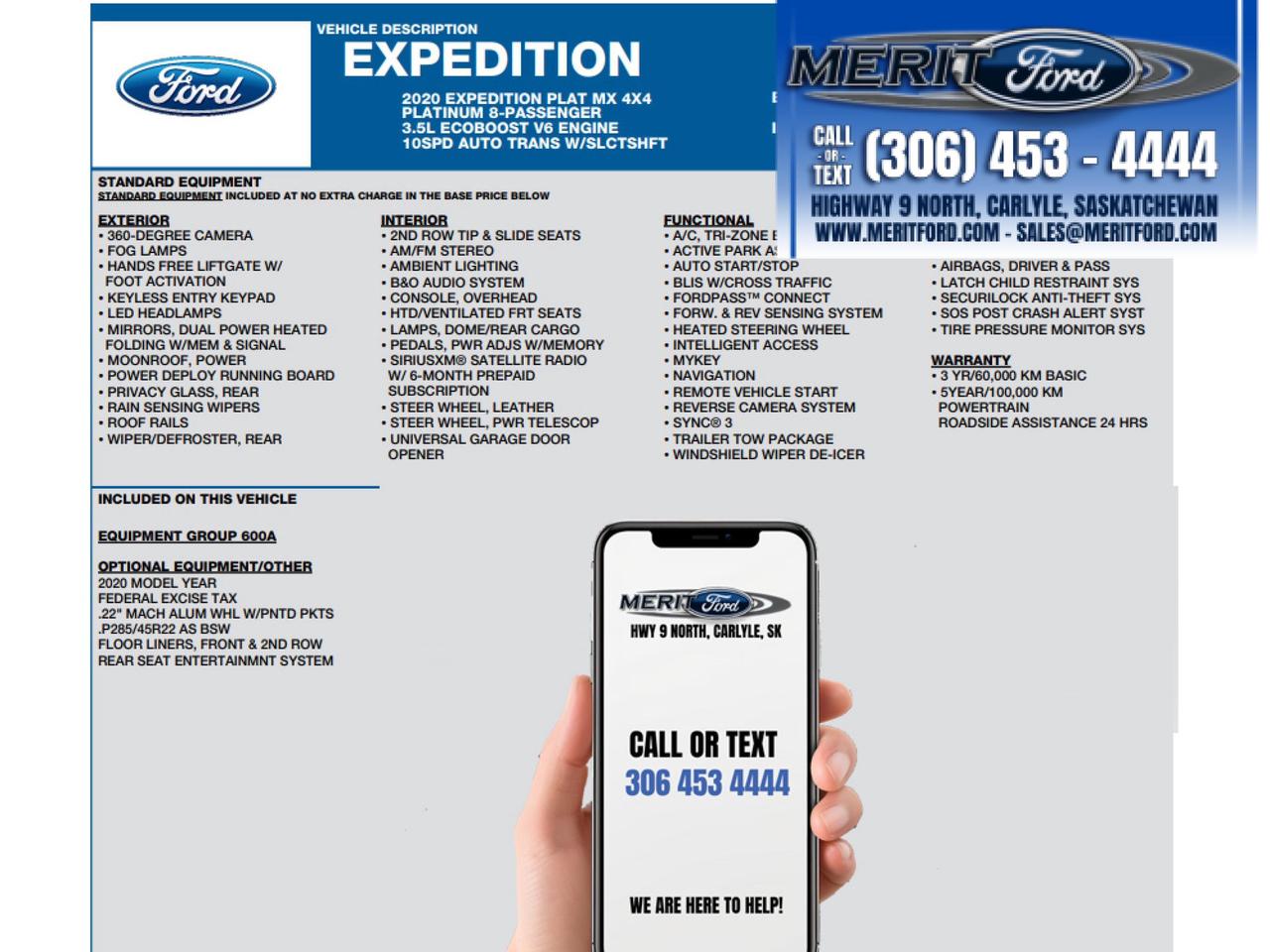 Used 2020 Ford Expedition Platinum Max 3.5L ECOBOOST 600A+ for sale in Carlyle, SK