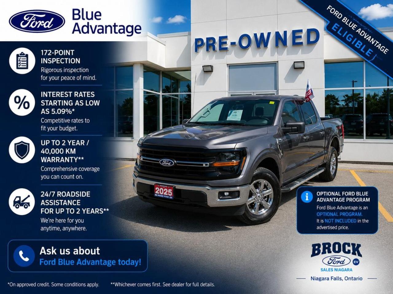 Experience power and versatility with the 2025 Ford F-150 XLT in sleek Grey, now available at Brock Ford. With only 30,589 km on the odometer, this rugged yet refined pickup blends proven performance with modern features to tackle any challenge. Whether youre hauling heavy loads or cruising city streets, the F-150 XLT offers a comfortable cabin, advanced technology, and the durability Ford trucks are known for. Dont miss your chance to own this dependable and stylish 2025 F-150 XLT - visit Brock Ford today and drive home confidence.

View more details at Brock Ford:
https://www.brockfordsales.com/used/search.html
Call us today: 1-905-357-5410