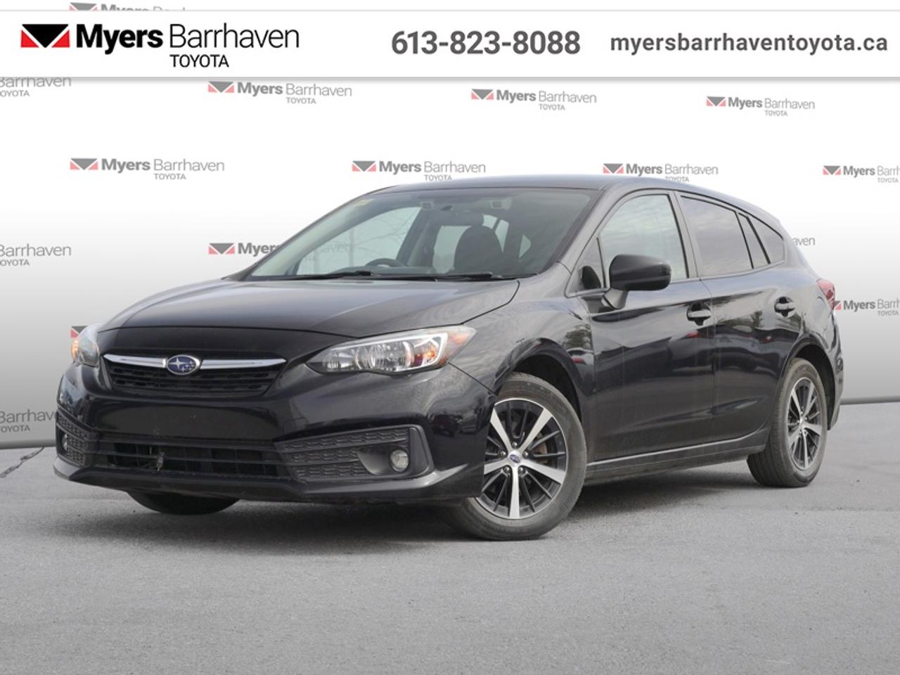 <b>Heated Seats,  Aluminum Wheels,  Apple CarPlay,  Android Auto,  Heated Steering Wheel!</b><br> <br>  Compare at $21526 - Our Live Market Price is just $20698! <br> <br>The 2022 Subaru Impreza is versatile and highly capable, with a suite of innovative technologies. This 2022 Subaru Impreza is for sale today in Ottawa.<br> <br>Raising the bar in the compact sedan segment, this 2022 Impreza evokes Subarus ethos of un-compromised quality, safety and all-round versatility. Sporting a bold front fascia and aggressive body lines, the overall athletic design is completed with a wide, low stance and a redesigned rear end for improved aerodynamics. The interior of the 2022 Subaru Impreza is engaging and sporty, yet comfortable and pleasant. The interior is dressed in premium quality soft-touch materials for a more upscale ambiance, with a dazzling infotainment screen and cutting-edge driver assistance technology. No matter what life throws at you, this class-leading performer is ever ready to go along for the ride.<br> <br>This wagon has 90,139 km. Its Crystal Black Silica in colour and is completely accident free based on the <a href=https://vhr.carfax.ca/?id=V7CildgMIKwk0njfKpoBZMtrUtvZWia+ target=_blank>CARFAX Report</a>. It has an Automatic transmission and is powered by a 152HP 2.0L 4 Cylinder Engine. <br> <br> Our Imprezas trim level is Touring w/Eyesight 4-door. This Impreza comes with Subaru EyeSight that keeps you safely on the road with adaptive cruise control, lane keep assist, forward collision warning, and a pre-collision braking system. Taking things a step further, this Impreza also comes with power heated front seats, a heated steering wheel, an upgraded 6 speaker audio system, and a vivid 6.5 inch infotainment screen bundled with Apple CarPlay, Android Auto and SiriusXM satellite radio. Additional features include Subarus symmetrical all-wheel drive system, copious amounts of cargo space, stylish aluminum wheels, LED fog lights, electronic cruise control, and a proximity key with push button start. This vehicle has been upgraded with the following features: Heated Seats, Aluminum Wheels, Apple CarPlay, Android Auto, Heated Steering Wheel, Proximity Key, Power Seat.<br> <br>To apply right now for financing use this link: <a href=https://www.myersbarrhaventoyota.ca/quick-approval/ target=_blank>https://www.myersbarrhaventoyota.ca/quick-approval/</a><br> <br/>Buy this vehicle now for the lowest bi-weekly payment of <b>$153.43</b> with $0 down for 84 months @ 8.99% APR O.A.C. ( Plus applicable taxes - Plus applicable fees ). See dealer for details. <br><br>At Myers Barrhaven Toyota we pride ourselves in offering highly desirable pre-owned vehicles. We truly hand pick all our vehicles to offer only the best vehicles to our customers. No two used cars are alike, this is why we have our trained Toyota technicians highly scrutinize all our trade ins and purchases to ensure we can put the Myers seal of approval. Every year we evaluate 1000s of vehicles and only 10-15% meet the Myers Barrhaven Toyota standards. At the end of the day we have mutual interest in selling only the best as we back all our pre-owned vehicles with the Myers *LIFETIME ENGINE TRANSMISSION warranty. Thats right *LIFETIME ENGINE TRANSMISSION warranty, were in this together! If we dont have what youre looking for not to worry, our experienced buyer can help you find the car of your dreams! Ever heard of getting top dollar for your trade but not really sure if you were? Here we leave nothing to chance, every trade-in we appraise goes up onto a live online auction and we get buyers coast to coast and in the USA trying to bid for your trade. This means we simultaneously expose your car to 1000s of buyers to get you top trade in value. <br>We service all makes and models in our new state of the art facility where you can enjoy the convenience of our on-site restaurant, shuttle van, free Wi-Fi, Enterprise Rent-A-Car, on-site tire storage, and complimentary drinks. Come see why many Toyota owners are making the switch to Myers Barrhaven Toyota. <br>*LIFETIME ENGINE TRANSMISSION WARRANTY NOT AVAILABLE FOR VEHICLES WITH KMS EXCEEDING 140,000KM, VEHICLES 8 YEARS & OLDER, HIGHLINE BRAND VEHICLES (e.g., BMW, INFINITI, CADILLAC, LEXUS), AND QUEBEC RESIDENTS.<br> Come by and check out our fleet of 110+ used cars and trucks and 20+ new cars and trucks for sale in Ottawa.  o~o