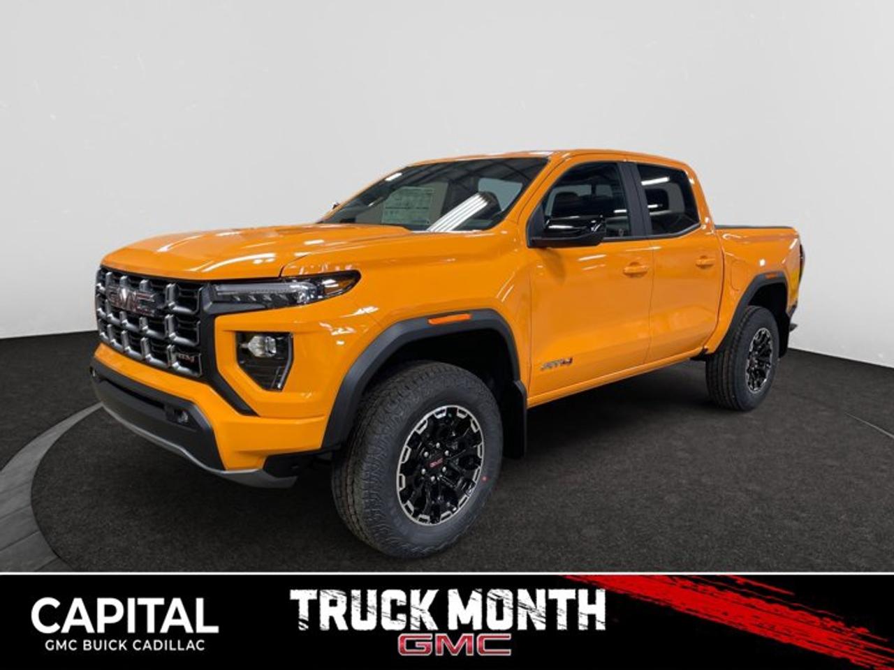 This 2026 GMC Canyon in Desert Sun is equipped with 4WD and Turbocharged Gas I4 2.7L/ engine.The GMC Canyon might be midsize, but its fully premium. Designed for easy access, an available easy lift and lower tailgate allows for smooth operation, while an integrated corner-step rear bumper provides efficient access to the truck bed and your cargo. Its the little things that set the Canyon apart, like its LED-signature front lighting, chrome grille surrounds and chrome mirror caps and door handles. The Canyon is takes premium comfort to a new level with features such as available soft-touch instrument panel and available heated driver and front passenger seats. The interior is also engineered to give you and your passengers an exceptional level of quiet, from noise-reducing innovations to triple door seals. This truck offers an engine lineup that delivers power and efficiency. This baby has 308 horsepower and can tow up to 3493 KG (7700 LB.). Intelligent control features, including traction control, trailer sway and hill descent control, available automatic rear locking differential, brake rotors and integrated trailer brake controller and diesel exhaust brake, to help you stay confidently in command no matter what you may be hauling or trailering. The Canyon provides intelligently placed controls and driver-centric features to keep you in touch, in charge and connected on the road, from available built-in Wi-Fi, an infotainment system with navigation and a rear-vision camera, to power outlets, rear seat reminders and access to the myGMC app. Youll also find state-of-the-art safety to help enhance your awareness of the road and surrounding vehicles, such as available forward collision alert, and more.Check out this vehicles pictures, features, options and specs, and let us know if you have any questions. Helping find the perfect vehicle FOR YOU is our only priority.P.S...Sometimes texting is easier. Text (or call) 306-801-9090 for fast answers at your fingertips!Dealer License #914248Disclaimer: All prices are plus taxes & fees. See dealer for Details. Dealer Permit # 914248 See dealer for Details.