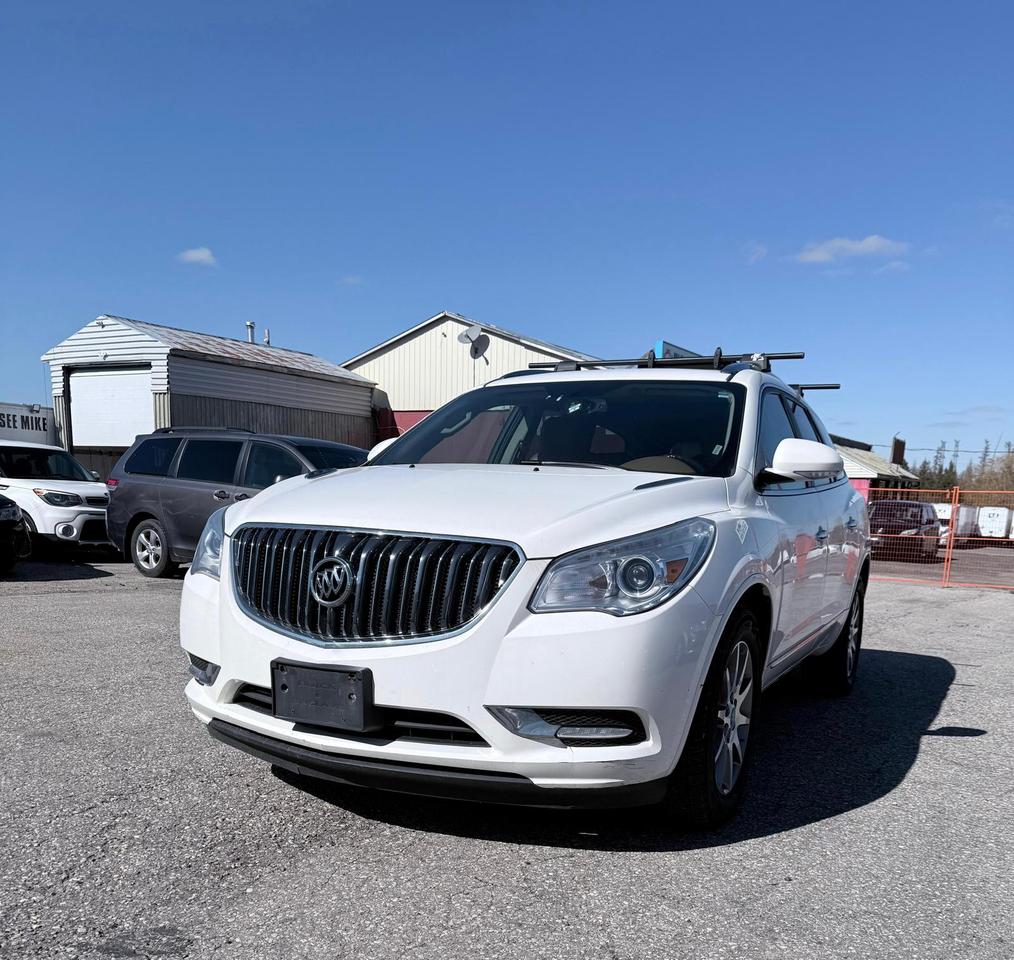 <p data-path-to-node=0>Financing Available | All Credit Types Welcome. <strong data-path-to-node=0 data-index-in-node=47>6 months <strong data-path-to-node=8 data-index-in-node=76>Engine & Transmission Warranty (Unlimited KMs included!) free</strong></strong> OMVIC & UCDA Certified Dealer</p><p data-path-to-node=1><strong data-path-to-node=1 data-index-in-node=0>Price: $11,999 + HST</strong> <strong data-path-to-node=1 data-index-in-node=21>Fully Safety Certified</strong></p><p data-path-to-node=2><strong data-path-to-node=2 data-index-in-node=0>2014 Buick Enclave Leather</strong></p><p data-path-to-node=3><strong data-path-to-node=3 data-index-in-node=0>Top Features:</strong></p><ul data-path-to-node=4><li><p data-path-to-node=4,0,0><strong data-path-to-node=4,0,0 data-index-in-node=0>Exterior:</strong> Beautiful White Finish.</p></li><li><p data-path-to-node=4,1,0><strong data-path-to-node=4,1,0 data-index-in-node=0>Interior:</strong> Premium Brown Leather Seating.</p></li><li><p data-path-to-node=4,2,0><strong data-path-to-node=4,2,0 data-index-in-node=0>Engine:</strong> 3.6L V6.</p></li><li><p data-path-to-node=4,3,0><strong data-path-to-node=4,3,0 data-index-in-node=0>Comfort:</strong> Spacious 3rd-Row Seating & Multi-Zone Climate Control.</p></li><li><p data-path-to-node=4,4,0><strong data-path-to-node=4,4,0 data-index-in-node=0>Tech:</strong> Backup Camera & Bluetooth Connectivity.</p></li></ul><p data-path-to-node=5><strong data-path-to-node=5 data-index-in-node=0>Status:</strong></p><ul data-path-to-node=6><li><p data-path-to-node=6,0,0>155,173 Kilometers</p></li><li><p data-path-to-node=6,1,0>History: Originally purchased in the US and imported to Canada in 2014</p></li><li><p data-path-to-node=6,2,0>Well-Maintained</p></li><li><p data-path-to-node=6,3,0>Very Clean Interior & Exterior</p></li></ul><p data-path-to-node=7><strong data-path-to-node=7 data-index-in-node=0>Strictly Viewing by Appointment Only (Please book an appointment before coming; no walk-ins).</strong></p><p data-path-to-node=8><strong data-path-to-node=8 data-index-in-node=0>Call or Text Kapil:</strong> 437-766-1844 <strong data-path-to-node=8 data-index-in-node=33>Location:</strong> 9074 Wellington Rd 124, Hillsburgh, ON N0B 1Z0</p>