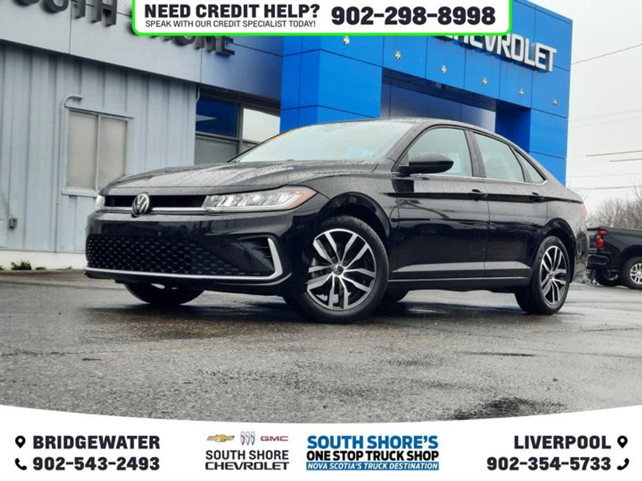 Recent Arrival! Black 2025 Volkswagen Jetta Comfortline For Sale, Bridgewater FWD 8-Speed Automatic 1.5L I4 Turbocharged DOHC 16V LEV3-SULEV30 158hp Clean Car Fax, 6 Speakers, ABS brakes, Air Conditioning, Alloy wheels, Auto High-beam Headlights, Brake assist, Bumpers: body-colour, Delay-off headlights, Driver door bin, Driver vanity mirror, Dual front side impact airbags, Electronic Stability Control, Emergency communication system: VW Car-Net services (capabilities require enrollment or subscription), Exterior Parking Camera Rear, Front anti-roll bar, Front dual zone A/C, Fully automatic headlights, Heated door mirrors, Heated front seats, Illuminated entry, Leather Shift Knob, Leatherette Seating Surfaces, Low tire pressure warning, Occupant sensing airbag, Outside temperature display, Passenger vanity mirror, Power door mirrors, Power steering, Power windows, Radio data system, Rain sensing wipers, Rear anti-roll bar, Rear window defroster, Remote keyless entry, Security system, Speed control, Speed-sensing steering, Tachometer, Telescoping steering wheel, Tilt steering wheel, Traction control, Trip computer, Variably intermittent wipers.