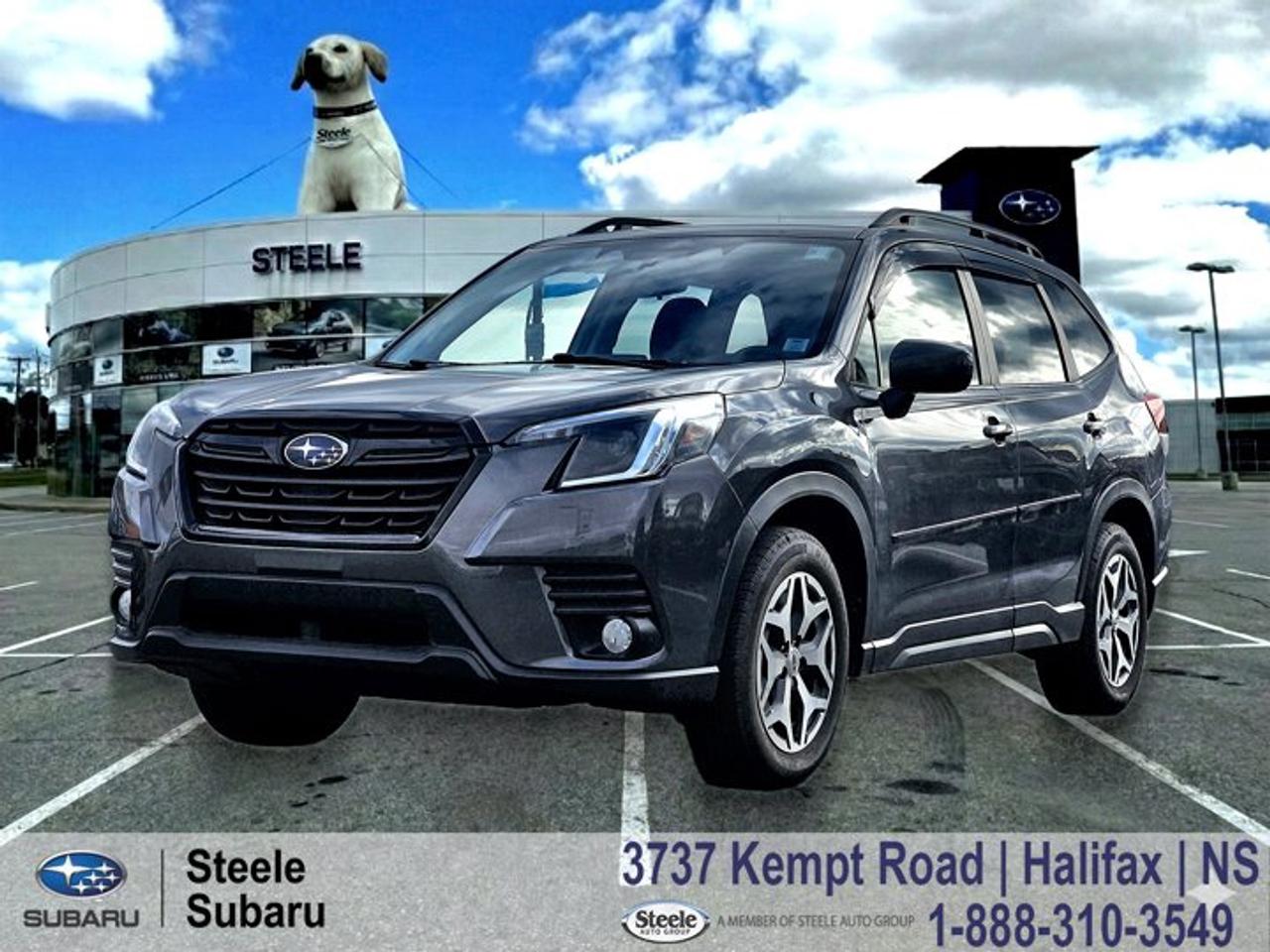2023 Subaru Forester Touring | Symmetrical AWD | Heated Seats | EyeSight Safety | Apple CarPlayDesigned for year-round confidence, this Forester Touring fits naturally into everyday life in Nova Scotia, whether youre navigating foggy mornings on the Eastern Passage or settling into a steady Highway 102 commute. Its upright visibility, sure-footed traction, and cold weather comforts make it a reassuring choice when Atlantic weather refuses to cooperate.The Forester Touring sits in the heart of the lineup, balancing premium comfort with the practical capability Subaru drivers expect. Power comes from a 2.5L SUBARU BOXER engine paired with a continuously variable transmission, delivering smooth, predictable response and excellent control in changing conditions. Subaru Symmetrical All-Wheel Drive provides consistent grip on wet pavement, snow covered streets, and uneven rural roads. This vehicle is a one owner, trade in with a clean Carfax, reflecting careful ownership and routine use rather than hard wear. The Foresters driving character is calm, composed, and confidence inspiring, with everyday versatility that suits everything from weekday commuting to weekend trips around the province.Performance & Safety2.5L SUBARU BOXER four cylinder engineContinuously Variable Transmission (CVT)Subaru Symmetrical All Wheel DriveEyeSight Driver Assist with adaptive cruise control and precollision brakingLane keep assist and lane sway warningVehicle Dynamics Control with traction controlHill start assistComfort & TechHeated front seatsCloth upholsteryTouchscreen infotainment systemApple CarPlay & Android AutoKeyless entry with pushbutton startDualzone automatic climate controlPower adjustable drivers seatTo experience how this Forester Touring feels on the road, we invite you to visit Steele Subaru in Halifax and take it for a test drive. Its a practical way to be well prepared for everything from daily errands to unpredictable Nova Scotia weather.STEELE CERTIFIEDThis vehicle is Steele Certified, having successfully passed a comprehensive 85-Point Inspection to ensure quality and peace of mind. A current service and Nova Scotia Motor Vehicle Inspection (MVI) has been completed, so its ready for the road. We also provide a Carfax Vehicle History Report for full transparency. Buy with confidence knowing this vehicle has been thoroughly checked by our factory-trained technicians. Trade-ins are always welcome, and were here to help make your next vehicle purchase smooth and worry-free.Ask us about flexible financing or extended warranty options.CARFAX Canada No Reported Accidents All Wheel Drive, 6 Speakers, Alloy wheels, Apple CarPlay/Android Auto, Auto High-beam Headlights, Automatic temperature control, CD player, Dual front impact airbags, Dual front side impact airbags, Emergency communication system, Exterior Parking Camera Rear, Front dual zone A/C, Fully automatic headlights, Heated front seats, Heated steering wheel, Power driver seat, Power Liftgate, Power moonroof: Panoramic.