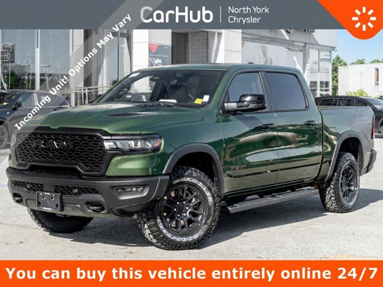 Incoming vehicle -- approximate arrival 4 to 6 weeks<p> </p><p>This Ram 1500 delivers a Gas/Electric V-8 5.7 L/345 engine powering this Automatic transmission. ENGINE: 5.7L HEMI VVT V8 W/MDS & ETORQUE -inc: 48-Volt Belt Starter Generator, Heavy-Duty Engine Cooling, Passive Tuned Mass Damper, Delete Alternator, HEMI Badge, Passive Cold End Exhaust, 18 Aluminum Spare Wheel, Wheels: 18 x 8 Painted Mid-Gloss Black, Voice Recorder.</p><p>This Ram 1500 Features the Following Options <br />Vinyl Door Trim Insert, Variable Intermittent Wipers, Valet Function, USB Mobile Projection, Trip Computer, Transmission: 8-Speed Automatic, Transmission w/Driver Selectable Mode, Trailer Wiring Harness, Tires: LT275/70R18E OWL All-Terrain, Tire Specific Low Tire Pressure Warning.</p><p>Drive Happy with CarHub<br />*** All-inclusive, upfront prices -- no haggling, negotiations, pressure, or games *** Purchase or lease a vehicle and receive a $1000 CarHub Rewards card for service. *** All available manufacturer rebates have been applied and included in our new vehicle sale price *** Purchase this vehicle fully online on CarHub websites</p><p>Transparency Statement<br />Online prices and payments are for finance purchases -- please note there is a $850 finance/lease fee. Cash purchases for used vehicles have a $2,350 surcharge (the finance price + $2,350), however cash purchases for new vehicles only have tax and licensing extra -- no surcharge. NEW vehicles priced at over $100,000 including add-ons or accessories are subject to the additional federal luxury tax. While every effort is taken to avoid errors, technical or human error can occur, so please confirm vehicle features, options, materials, and other specs with your CarHub representative. This can easily be done by calling us or by visiting us at the dealership. CarHub used vehicles come standard with 1 key. If we receive more than one key from the previous owner, we include them with the vehicle. Additional keys may be purchased at the time of sale. Ask your Product Advisor for more details. Payments are only estimates derived from a standard term/rate on approved credit. Terms, rates and payments may vary. Prices, rates and payments are subject to change without notice. Please see our website for more details.</p>