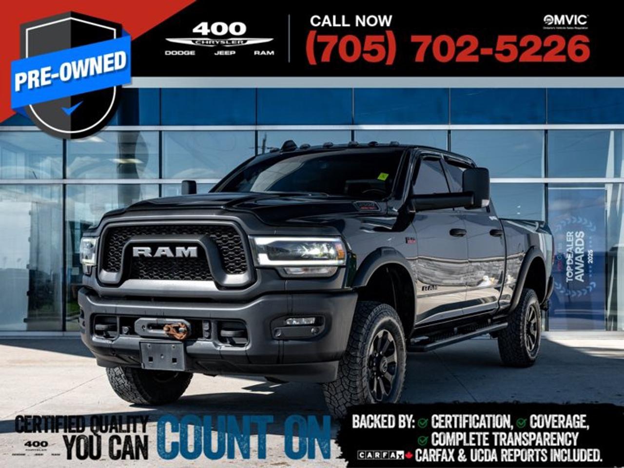 Take on the toughest terrain with confidence in this 2020 Ram 2500 Power Wagon, a heavy-duty truck built for serious off-road performance and capability. Powered by a legendary 6.4L HEMI V8, this beast delivers impressive horsepower and torque, paired with a rugged suspension system designed to handle anything in its path. Equipped with front and rear locking differentials, an electronic disconnecting sway bar, and a factory-installed winch, the Power Wagon is ready for extreme adventures right from the factory. Inside, youll find a comfortable and well-equipped cabin featuring a large touchscreen with Apple CarPlay and Android Auto, premium materials, and plenty of space for passengers and gear. If youre looking for unmatched off-road capability combined with heavy-duty strength, this Power Wagon is built to go wherever the road ends.