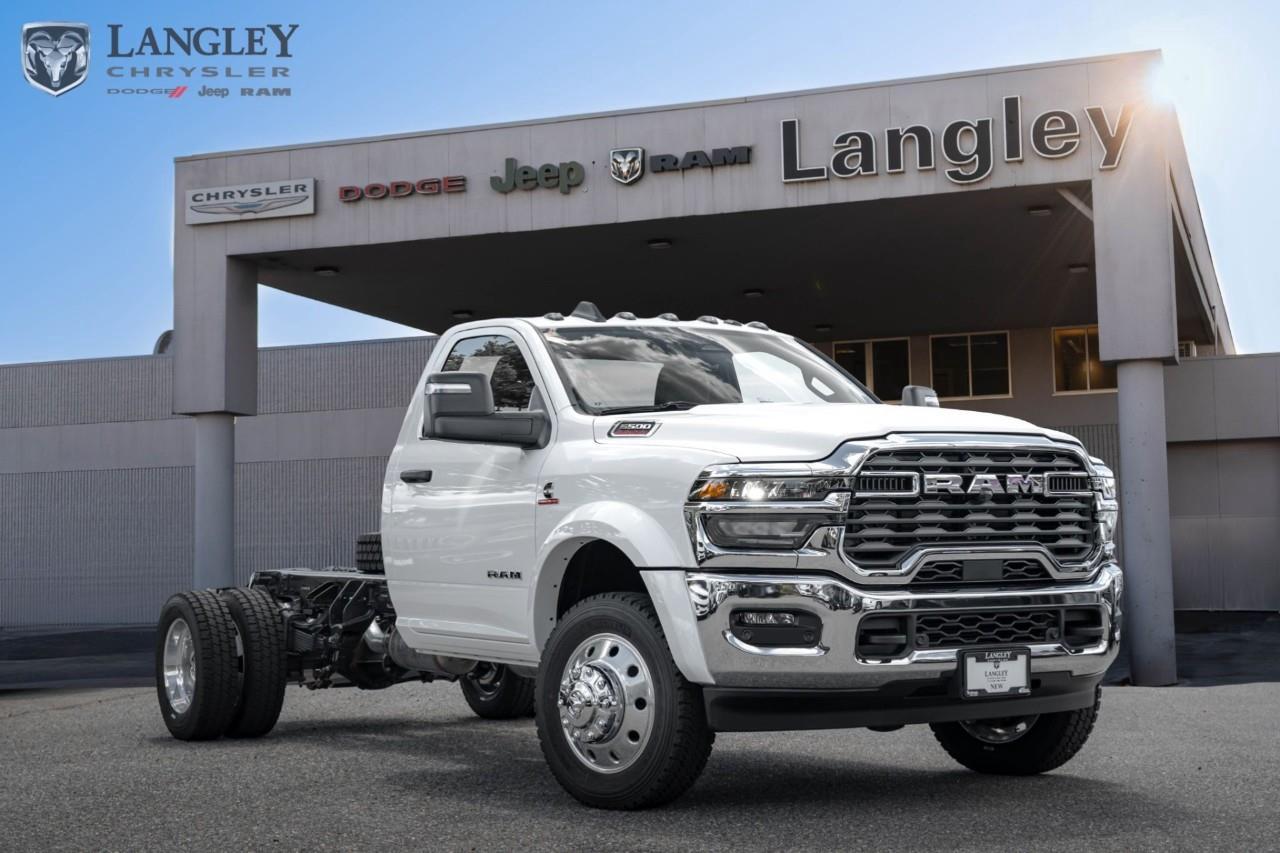 <p><strong>2026 Ram 5500 Chassis Big Horn 4x4 Reg Cab 168.5" WB</strong></p><p>This robust commercial chassis cab provides exceptional upfit versatility and heavy-duty towing performance for the most demanding professional applications.</p><ul><li><p>Engine: 6.7L Cummins I-6 Turbo Diesel</p></li><li><p>Horsepower: 360 hp</p></li><li><p>Torque: 800 lb-ft</p></li><li><p>Max Towing Capacity: 34,540 lbs</p></li><li><p>Drivetrain: 4x4 with 8-speed TorqueFlite HD automatic transmission</p></li></ul><p>Come book a test drive at Langley Chrysler, conveniently located in Langley, British Columbia.</p>*All new vehicle purchases are plus the PDI accessory installs and any price increases provided by the manufacturer. For trucks the accessories will include wheel locks, spray-in liners, and mud flaps. For all other vehicles, wheel locks are standard, other equipment may apply. Confirm with the dealer.

<p>*All prices are net of all manufacturer incentives and/or rebates and are subject to change by the manufacturer without notice. All prices plus applicable taxes, applicable environmental recovery charges, documentation of $599 and full tank of fuel surcharge of $76 if a full tank is chosen.<br />Other items available that are not included in the above price:<br />Tire & Rim Protection and Key fob insurance starting from $599<br />Service contracts (extended warranties) for up to 7 years and 200,000 kms starting from $599<br />Custom vehicle accessory packages, mudflaps and deflectors, tire and rim packages, lift kits, exhaust kits and tonneau covers, canopies and much more that can be added to your payment at time of purchase<br />Undercoating, rust modules, and full protection packages starting from $199<br />Flexible life, disability and critical illness insurances to protect portions of or the entire length of vehicle loan?im?im<br />Financing Fee of $500 when applicable<br />Prices shown are determined using the largest available rebates and incentives and may not qualify for special APR finance offers. See dealer for details. This is a limited time offer.</p>